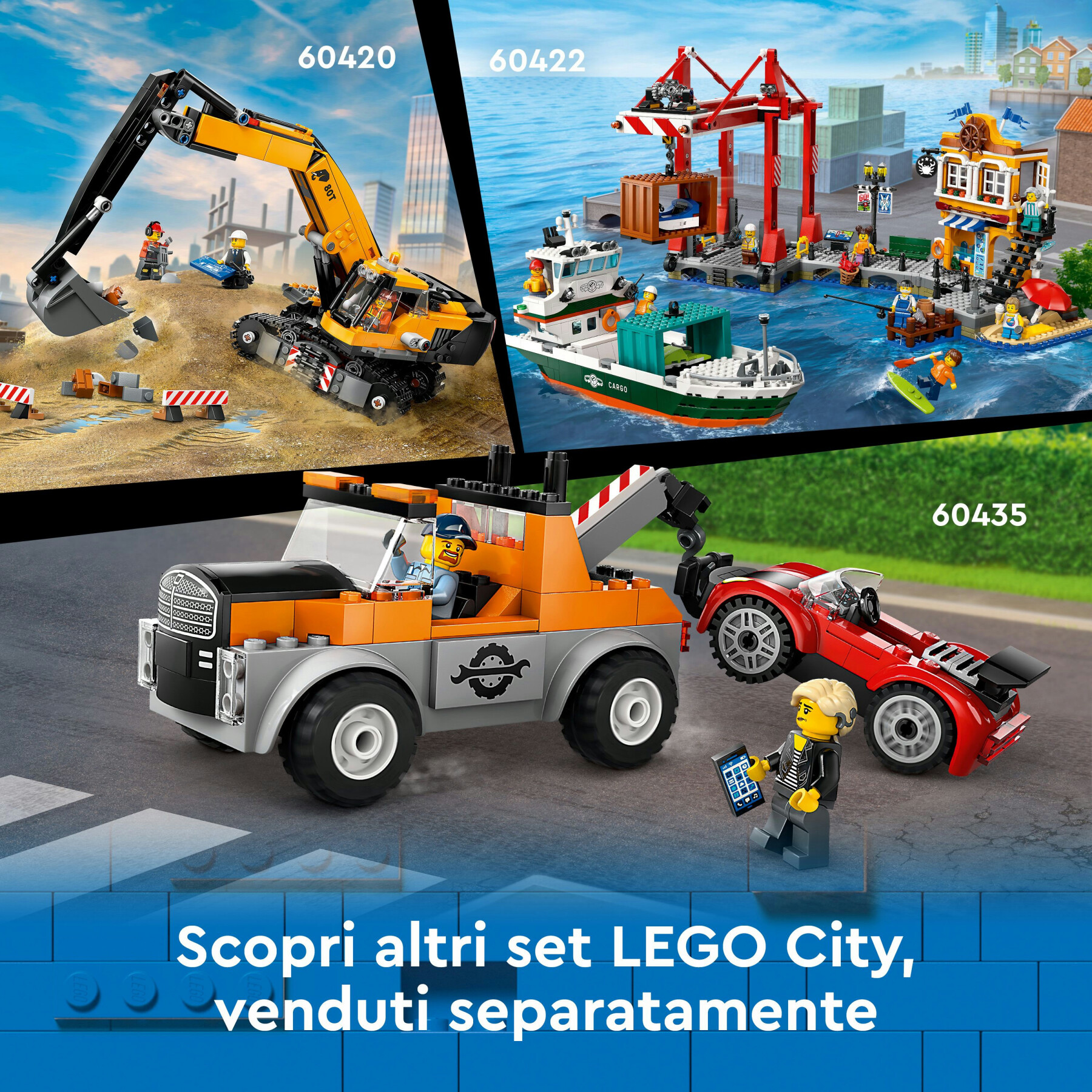 Lego city 60409 gru da cantiere mobile gialla, giochi creativi per bambini 9+, veicolo giocattolo con funzioni e 4 minifigure - LEGO CITY