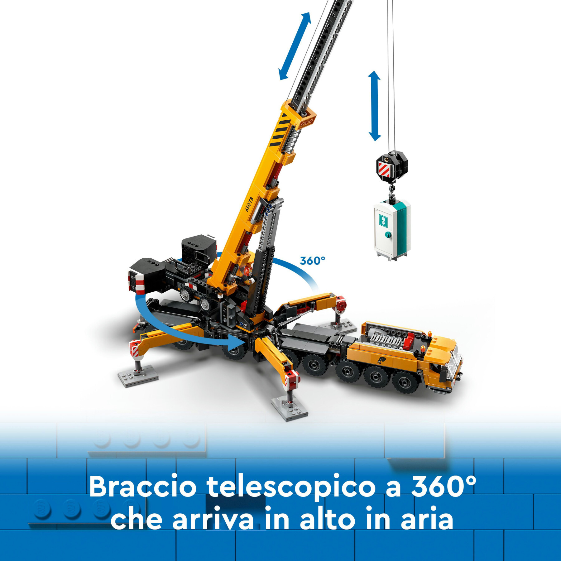 Lego city 60409 gru da cantiere mobile gialla, giochi creativi per bambini 9+, veicolo giocattolo con funzioni e 4 minifigure - LEGO CITY