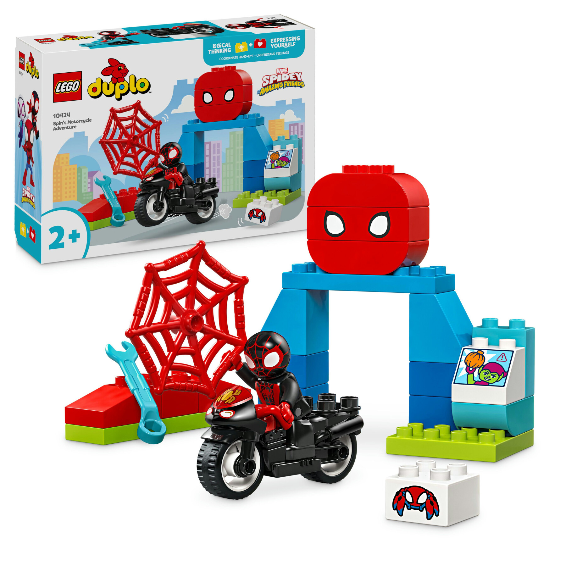 Lego duplo marvel 10424 l’avventura in moto di spin, gioco educativo per bambini 2+ con moto gicattolo, set serie tv spidey - LEGO DUPLO