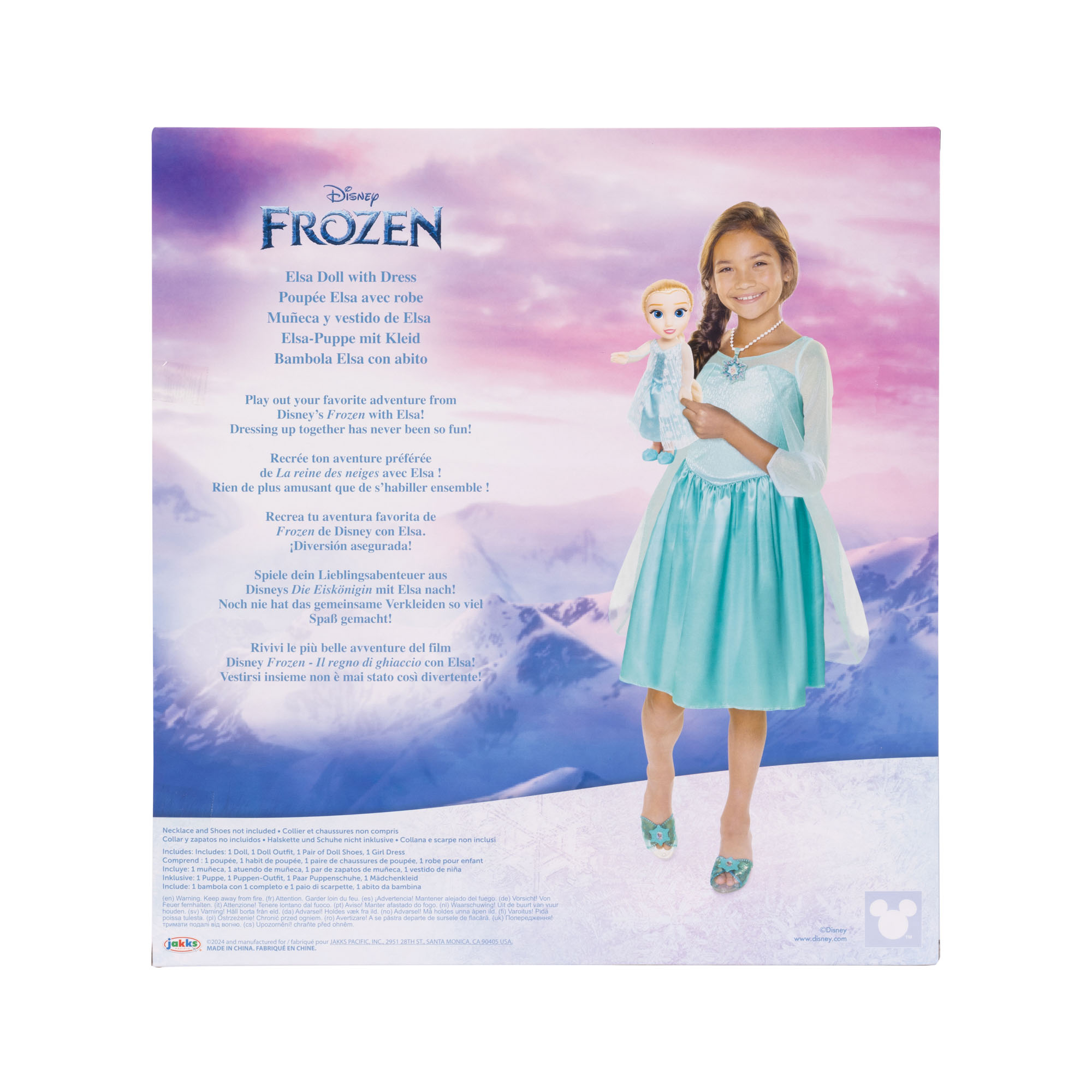 Frozen bambola elsa con bellissimo vestito vestitevi insieme a elsa per un'avventura di frozen. l'abito veste le taglie 4-6 anni - Frozen