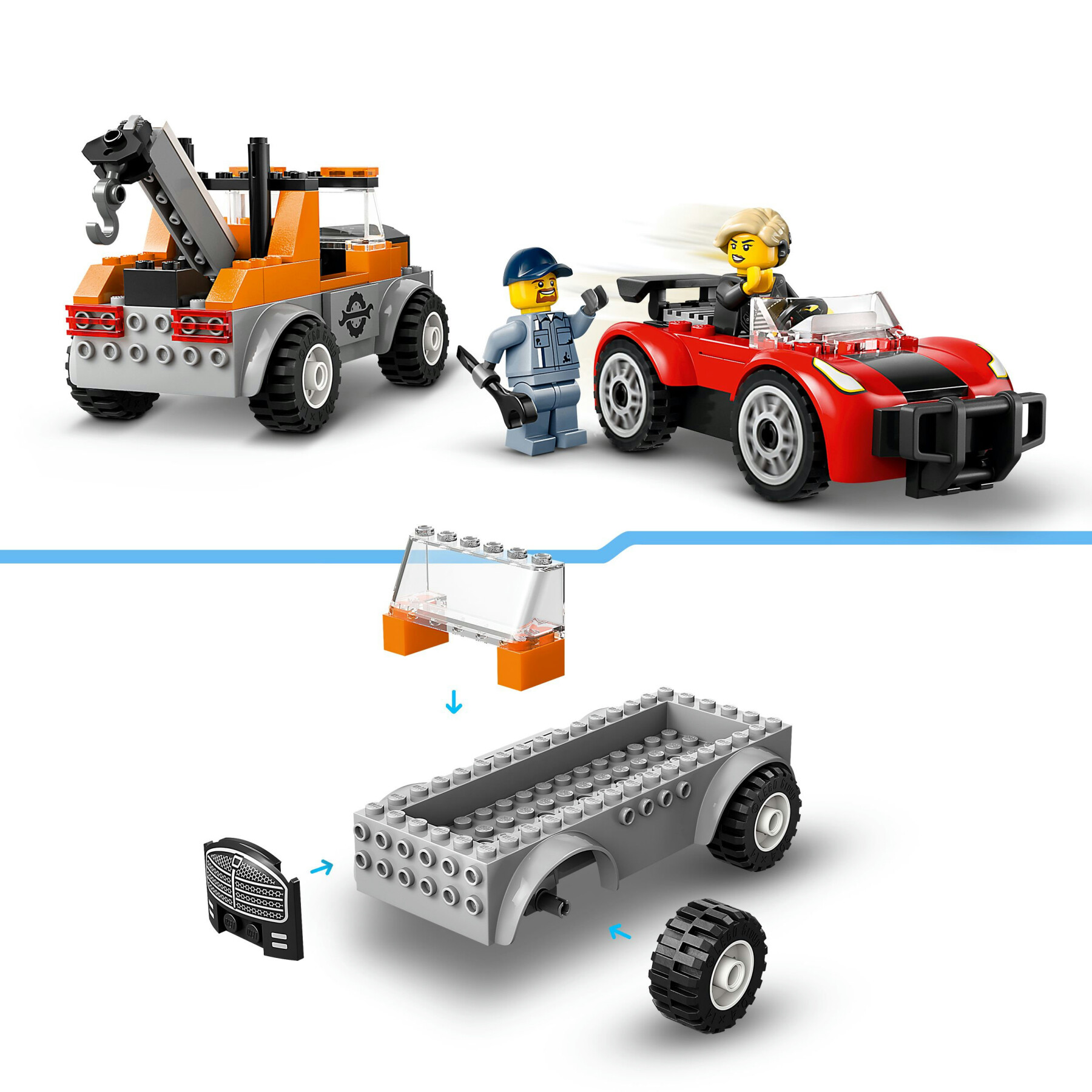 Lego city 60435 autogrù e officina auto sportive giocattolo, giochi da meccanico bambini 4+ con camion e macchina da costruire - LEGO CITY