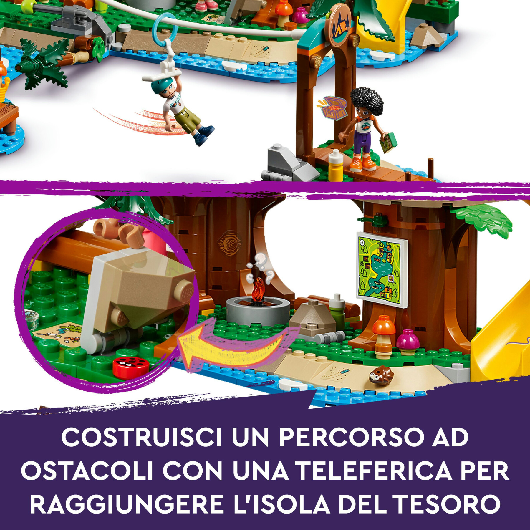 Lego friends 42631 la casa sull’albero al campo avventure, gioco per bambini 8+ con 5 mini bamboline e 5 animali giocattolo - LEGO FRIENDS