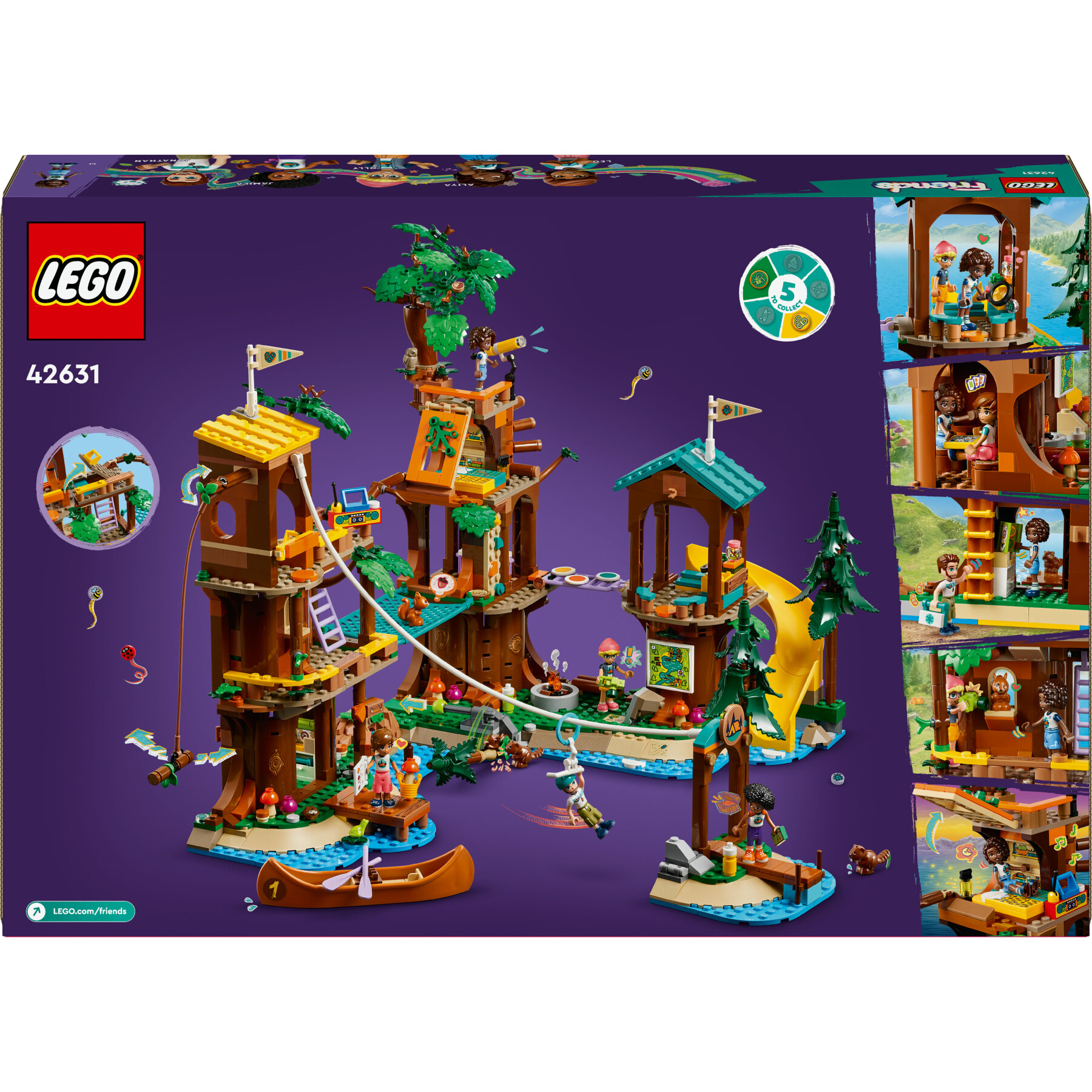 Lego friends 42631 la casa sull’albero al campo avventure, gioco per bambini 8+ con 5 mini bamboline e 5 animali giocattolo - LEGO FRIENDS