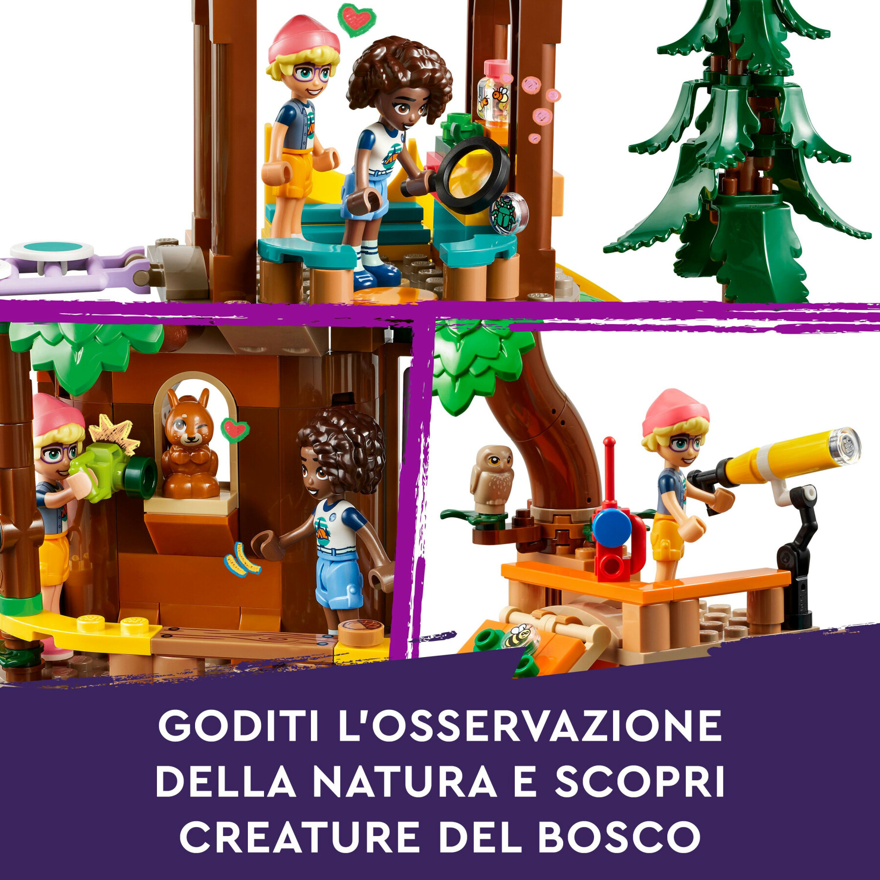 Lego friends 42631 la casa sull’albero al campo avventure, gioco per bambini 8+ con 5 mini bamboline e 5 animali giocattolo - LEGO FRIENDS