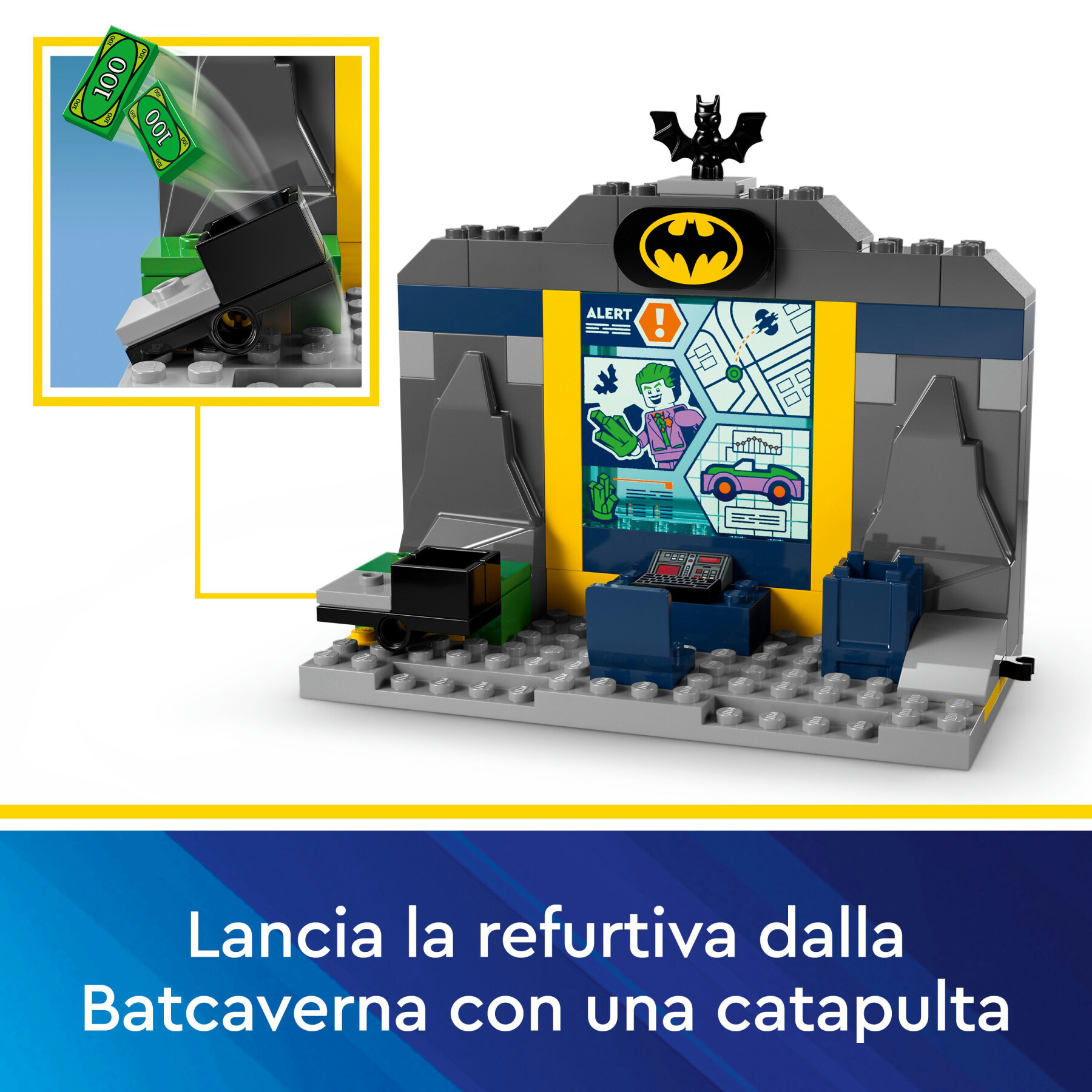 Lego dc 76272 batcaverna con batman, batgirl e the joker, giocattolo con action figure dei supereroi, giochi per bambini 4+ - LEGO SUPER HEROES