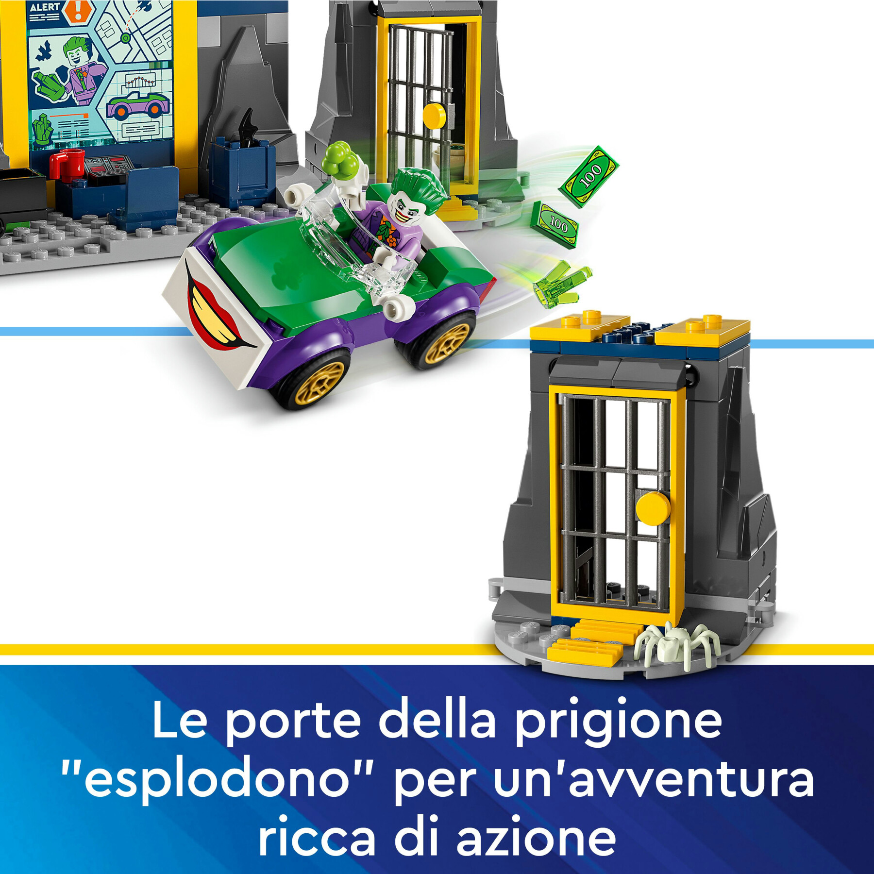 Lego dc 76272 batcaverna con batman, batgirl e the joker, giocattolo con action figure dei supereroi, giochi per bambini 4+ - LEGO SUPER HEROES