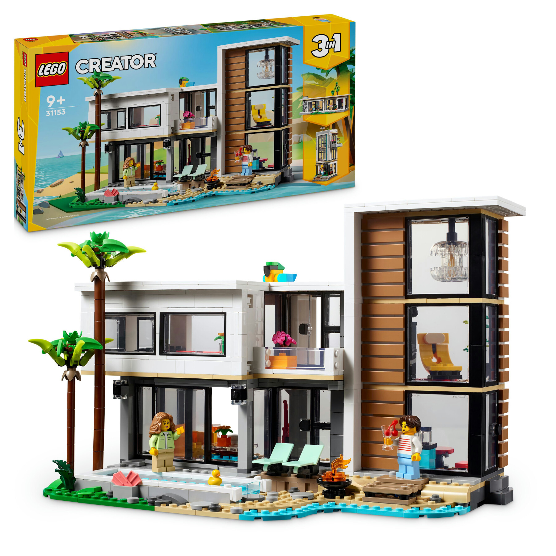 Lego creator 3 in 1 31153 casa moderna, 3 modellini di abitazioni da costruire, giochi per bambini 9+, idea regalo compleanno - LEGO CREATOR