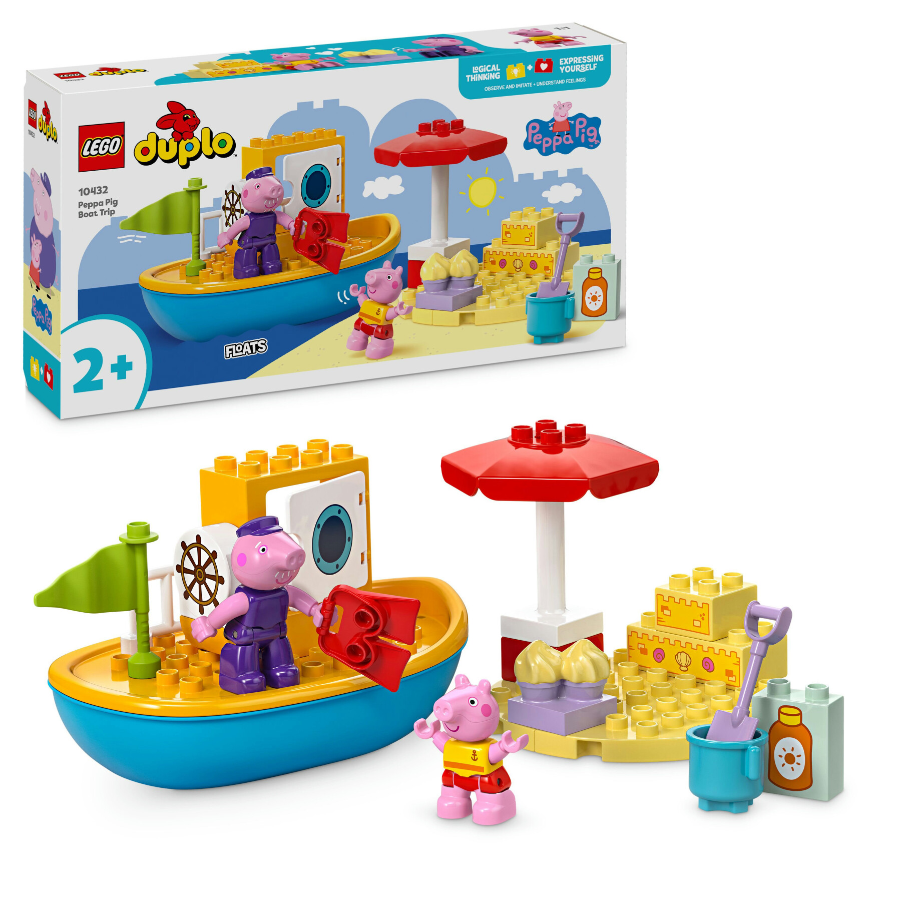Lego duplo 10432 viaggio in barca di peppa pig, giochi educativi per bambini 2+ con 2 personaggi, idea regalo di compleanno - LEGO DUPLO, PEPPA PIG