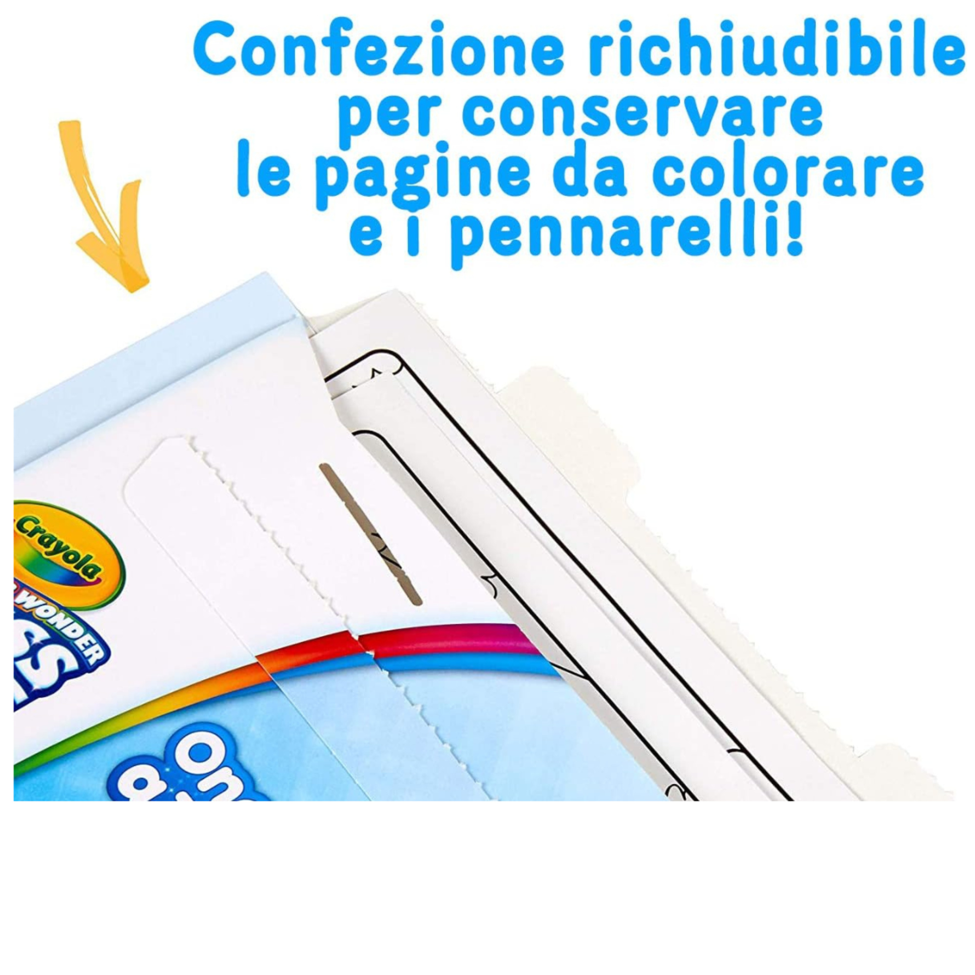 Crayola - color wonder, coloring set con 18 pagine da colorare e 4 pennarelli senza macchia, amici del mare, attività creativa per bambini, età 3 anni - CRAYOLA