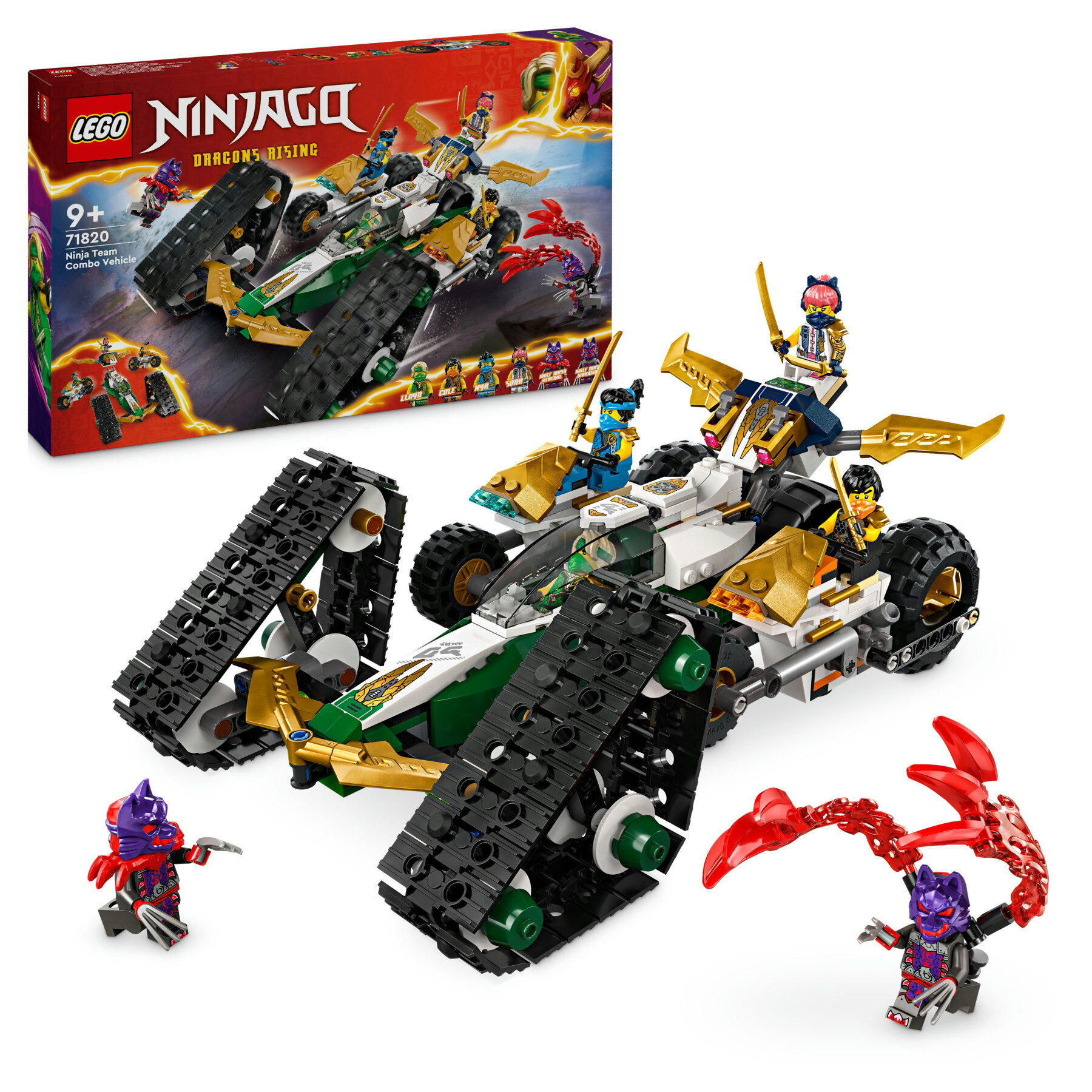 Lego ninjago 71820 ninja cingolato del team ninja, veicolo giocattolo 4 in 1, giochi d'avventura per bambini 9+, idea regalo - LEGO NINJAGO