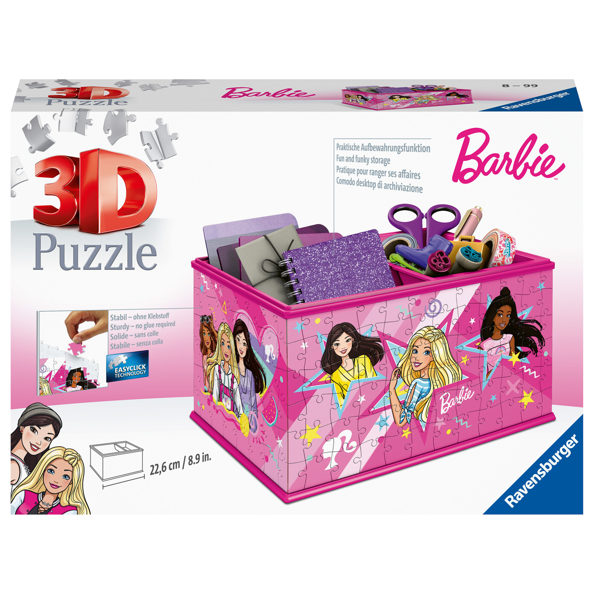 Ravensburger - 3d puzzle barbie storage box, 216 pezzi, include accessori, 8+ anni - RAVENSBURGER 3D PUZZLE