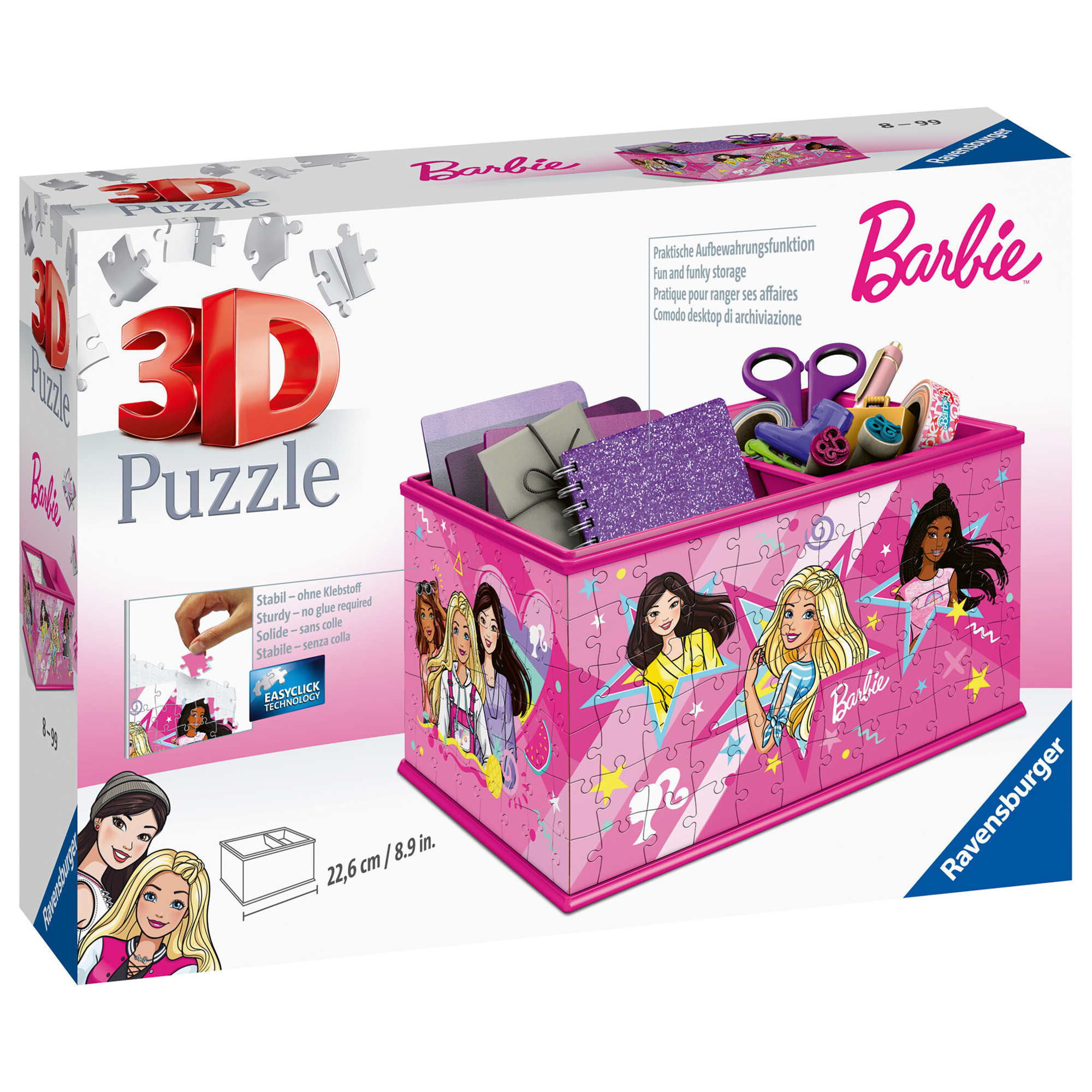 Ravensburger - 3d puzzle barbie storage box, 216 pezzi, include accessori, 8+ anni - RAVENSBURGER 3D PUZZLE