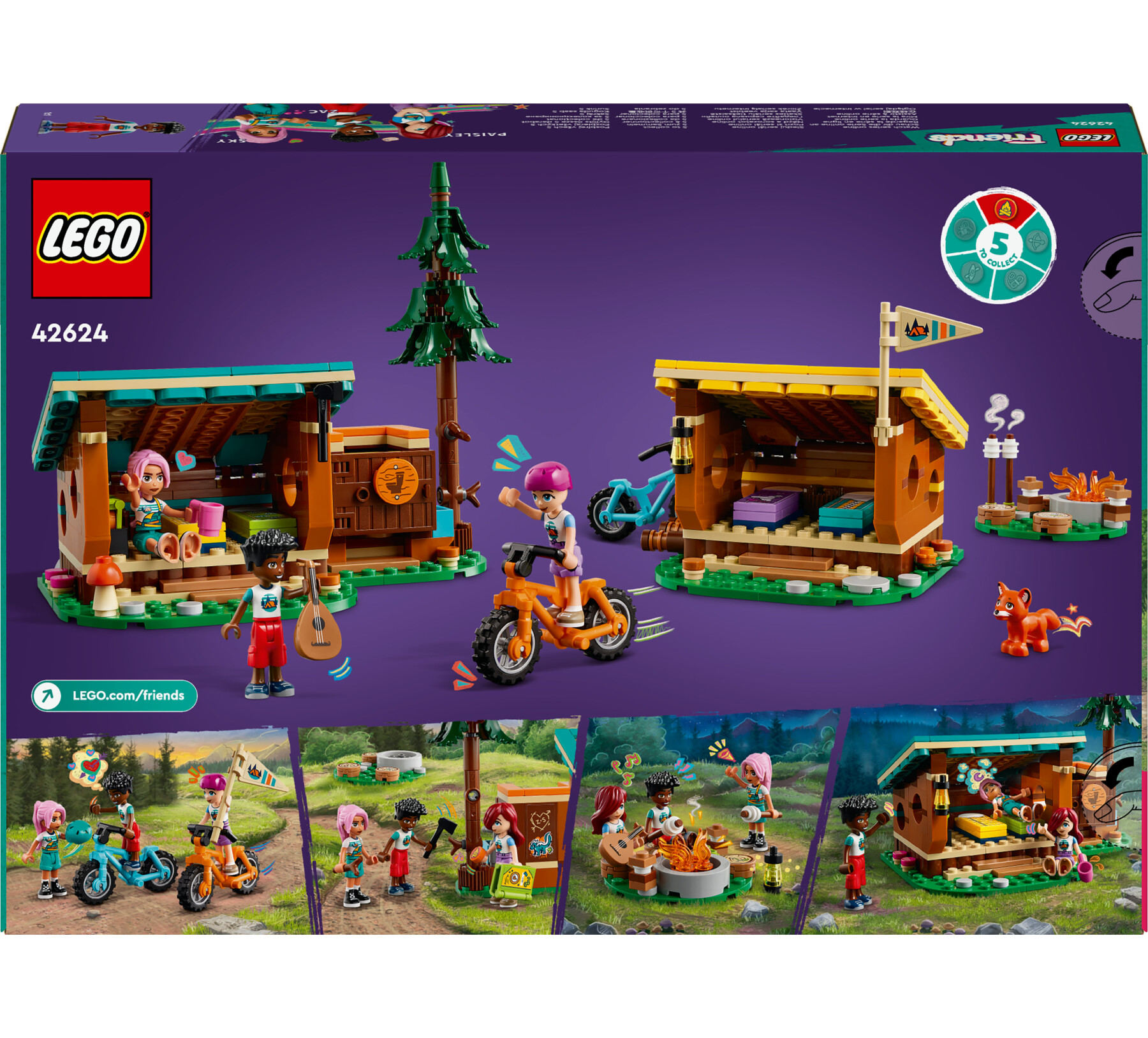 Lego friends 42624 cabine relax al campo avventure, giochi educativi per bambini 7+ anni, campeggio giocattolo da costruire - LEGO FRIENDS