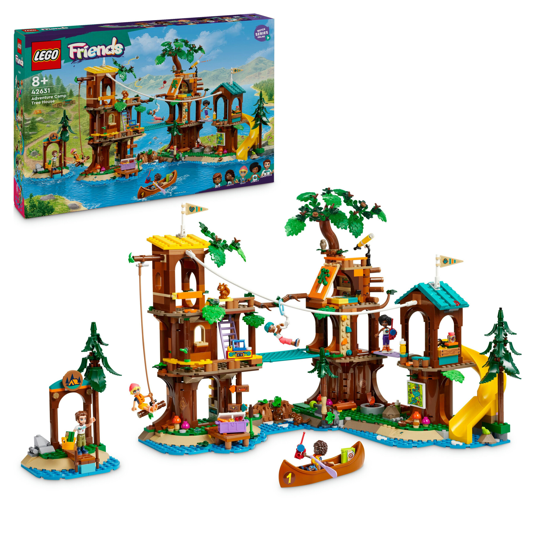 Lego friends 42631 la casa sull’albero al campo avventure, gioco per bambini 8+ con 5 mini bamboline e 5 animali giocattolo - LEGO FRIENDS