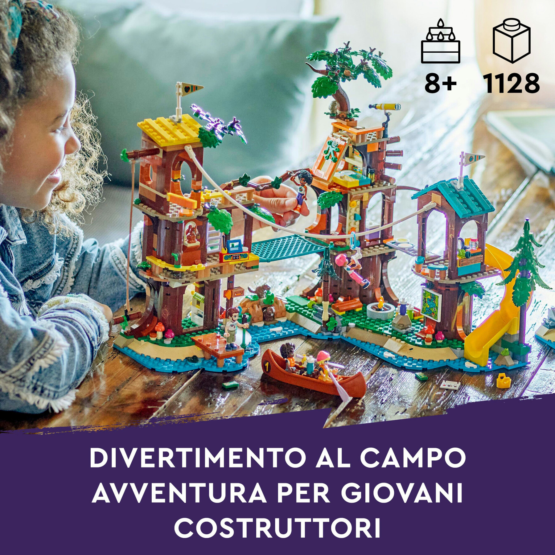 Lego friends 42631 la casa sull’albero al campo avventure, gioco per bambini 8+ con 5 mini bamboline e 5 animali giocattolo - LEGO FRIENDS