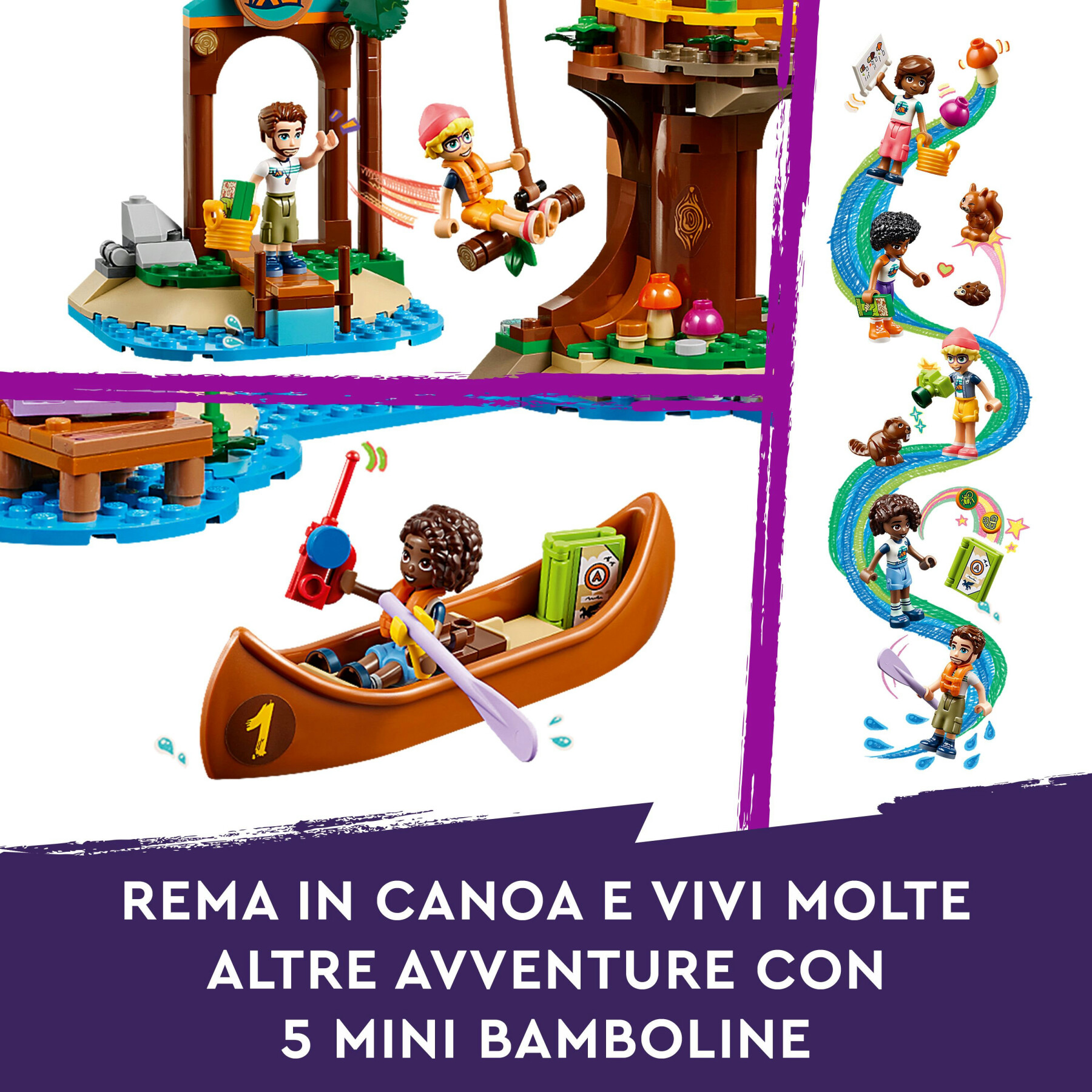 Lego friends 42631 la casa sull’albero al campo avventure, gioco per bambini 8+ con 5 mini bamboline e 5 animali giocattolo - LEGO FRIENDS