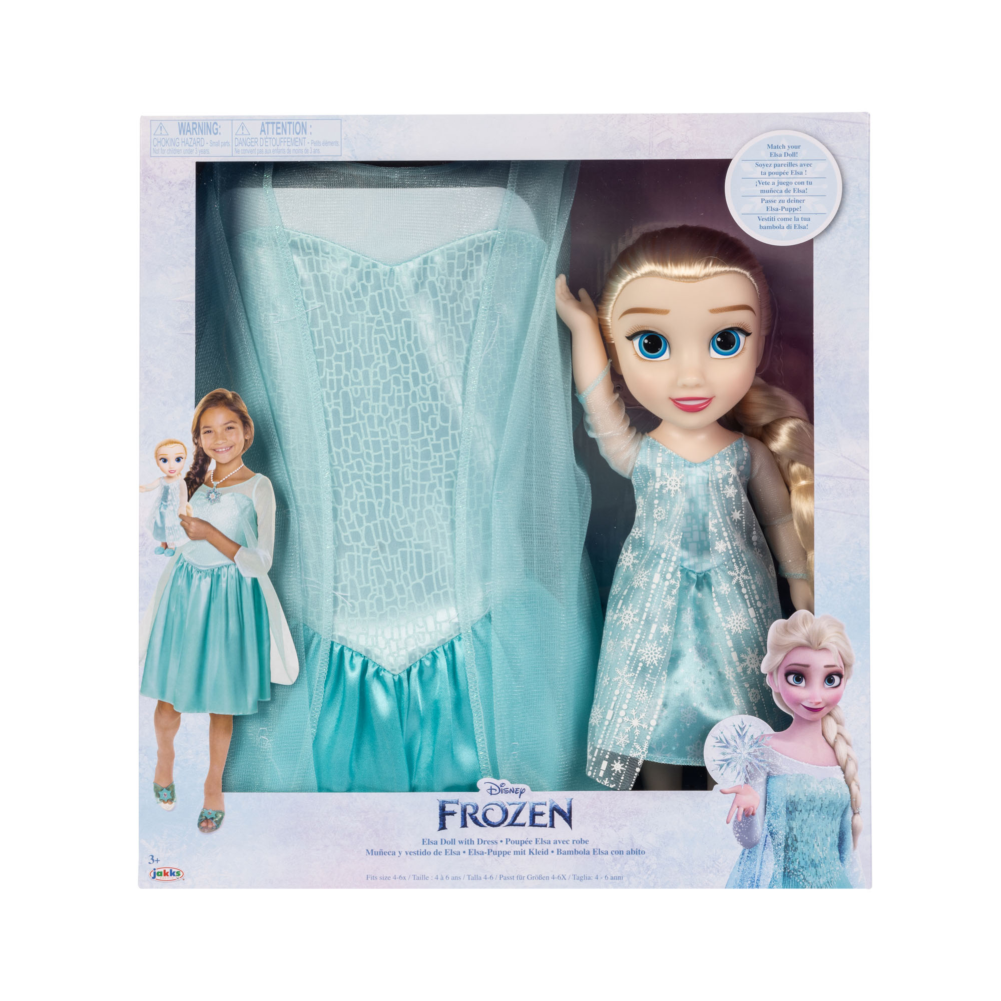 Frozen bambola elsa con bellissimo vestito vestitevi insieme a elsa per un'avventura di frozen. l'abito veste le taglie 4-6 anni - Frozen