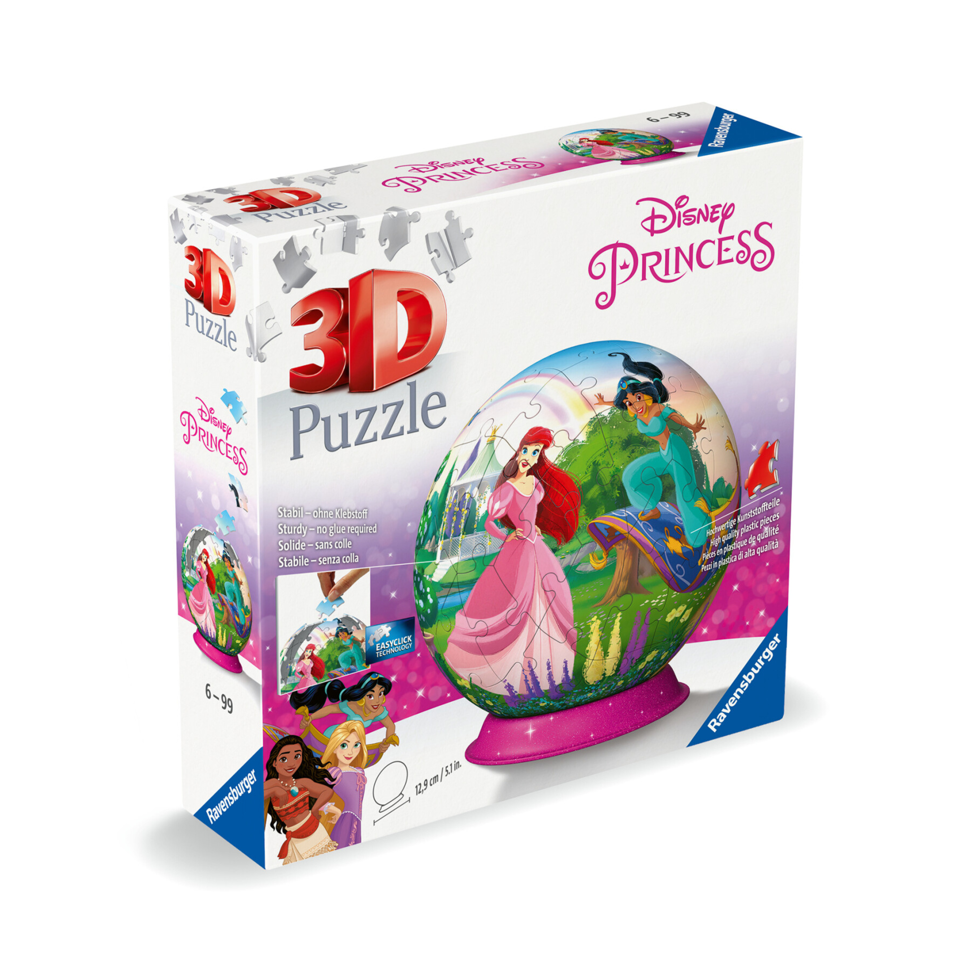 Ravensburger - 3d puzzle puzzle ball disney princess, 72 pezzi, 6+ anni - DISNEY PRINCESS, RAVENSBURGER 3D PUZZLE