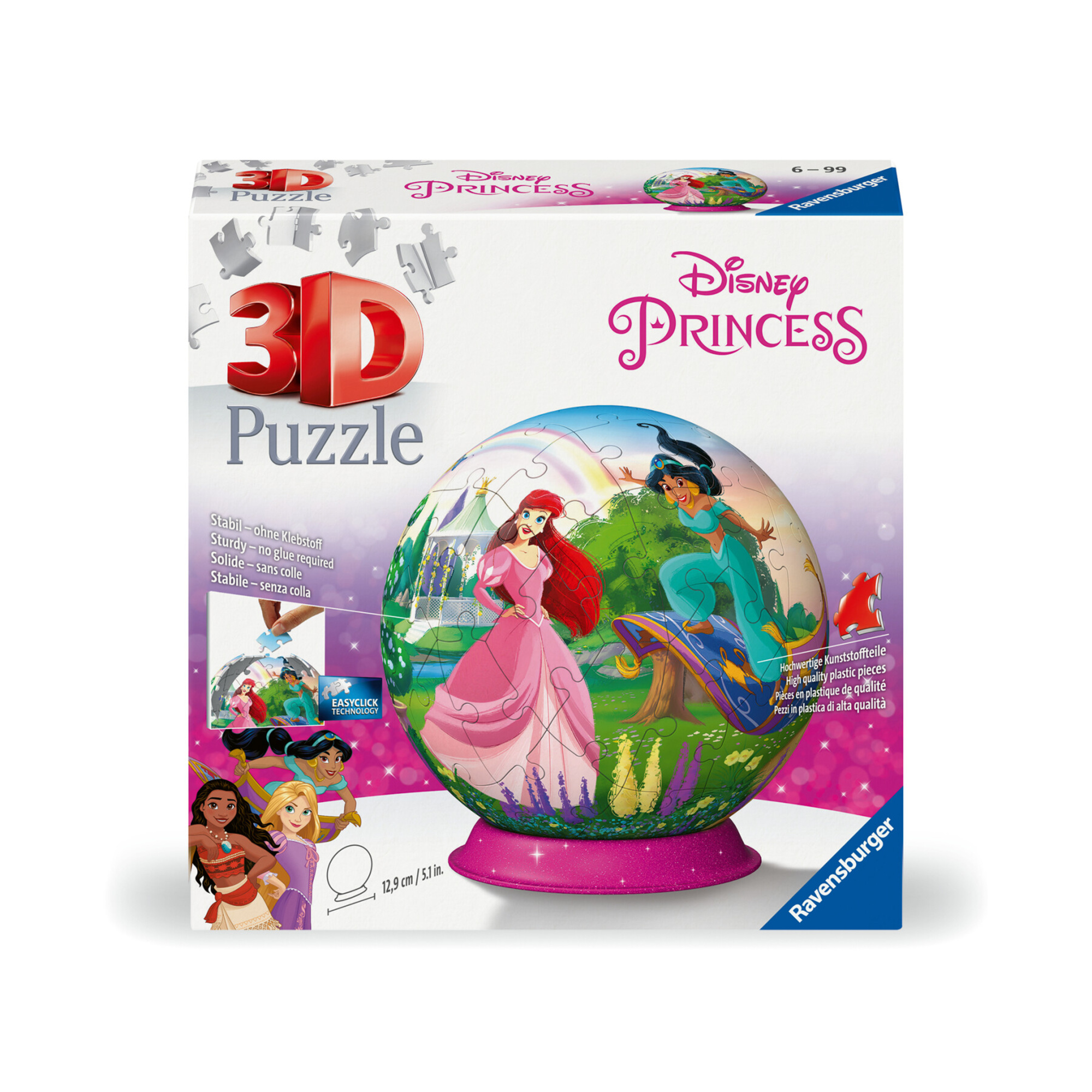 Ravensburger - 3d puzzle puzzle ball disney princess, 72 pezzi, 6+ anni - DISNEY PRINCESS, RAVENSBURGER 3D PUZZLE