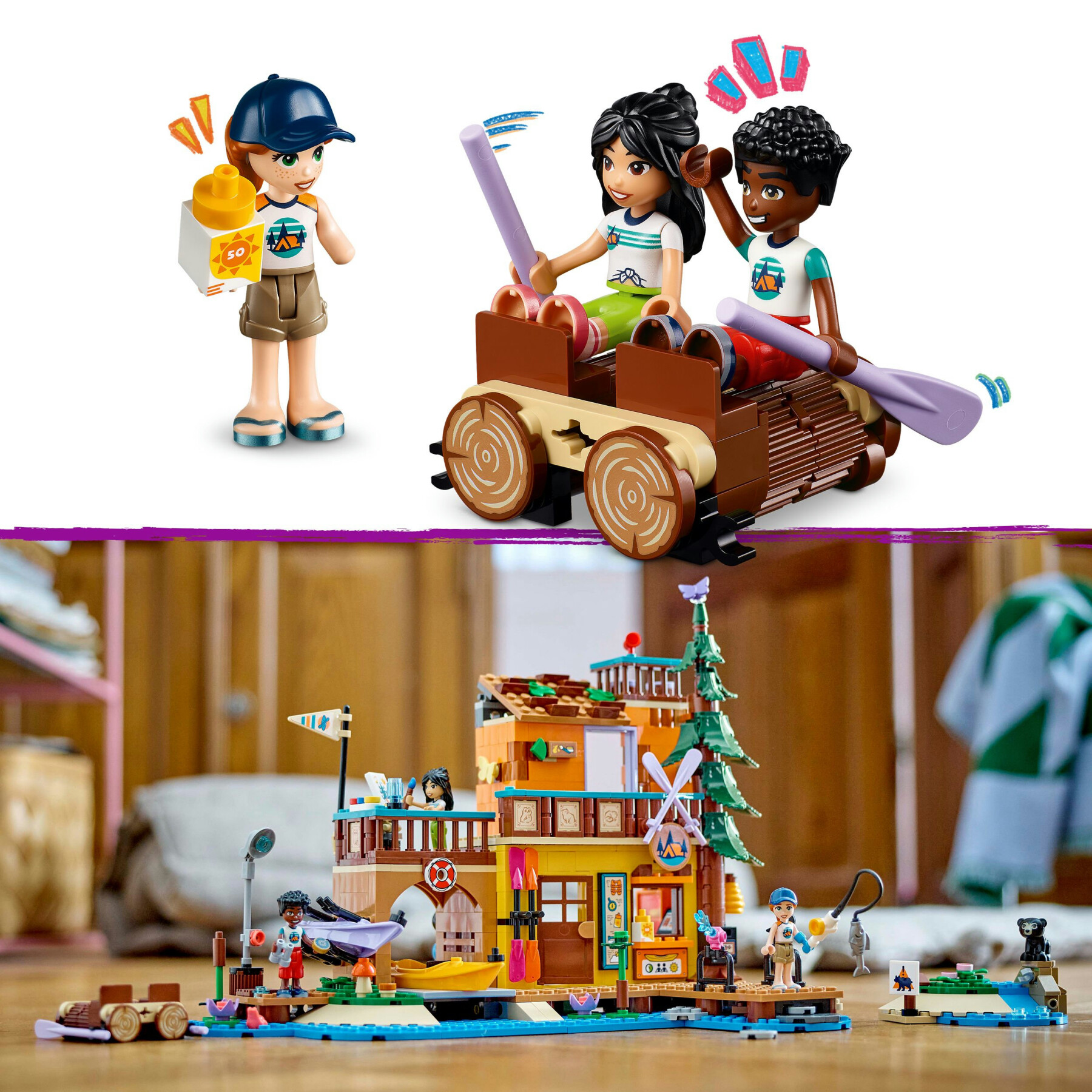 Lego friends 42626 campo avventura - sport acquatici, giochi di educativi per bambini 7+ anni con molo e campeggio giocattolo - LEGO FRIENDS