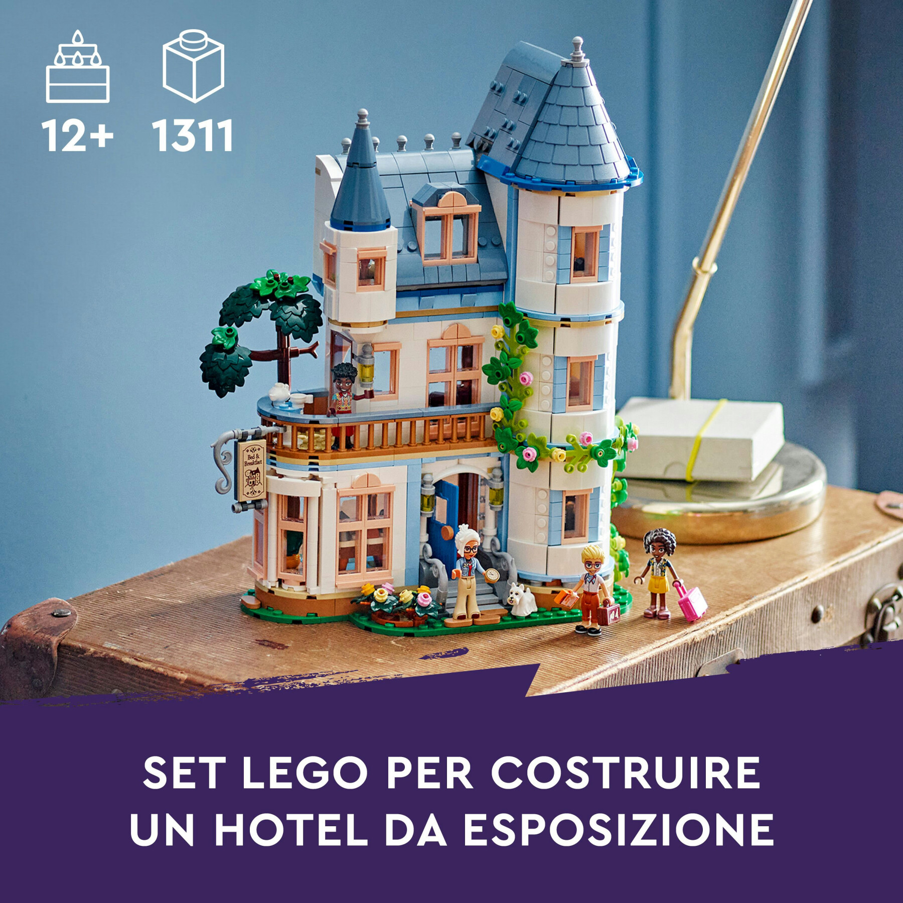 Lego friends 42638 bed and breakfast al castello, giochi bambini 12+, hotel giocattolo da costruire con 4 personaggi e cane - LEGO FRIENDS