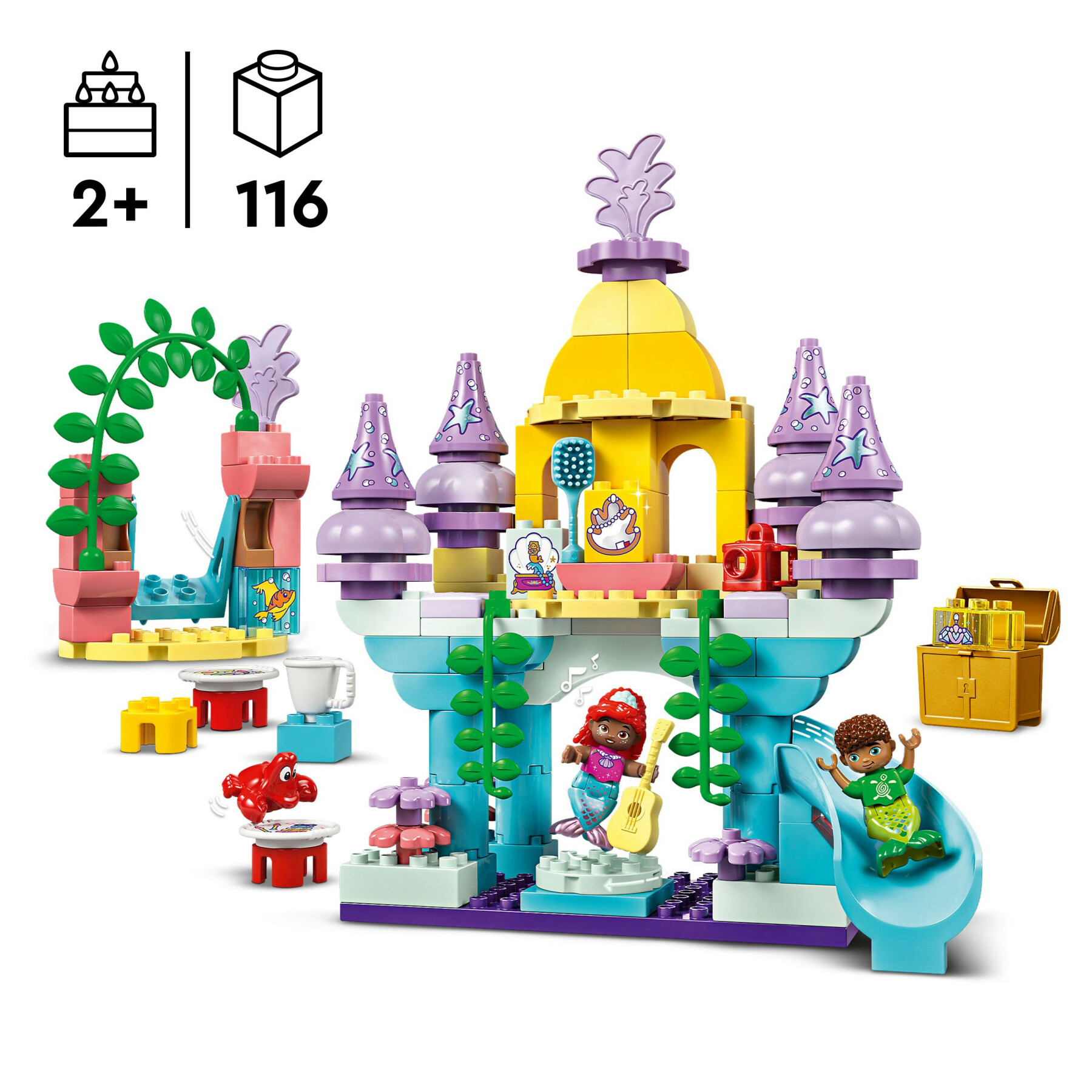 Lego duplo | disney 10435 il magico palazzo sottomarino di ariel, giochi per bambini 2+, castello giocattolo della sirenetta - LEGO DUPLO