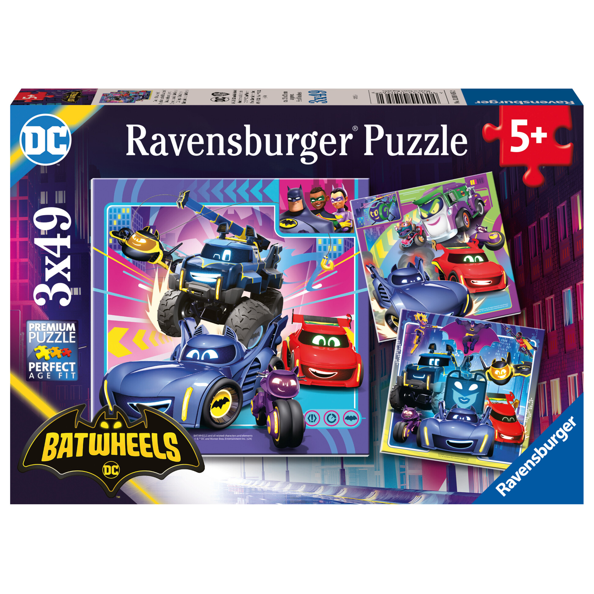 Ravensburger - puzzle batwheels - collezione 3x49 - 3 puzzle da 49 pezzi - età raccomandata 5+ anni - RAVENSBURGER