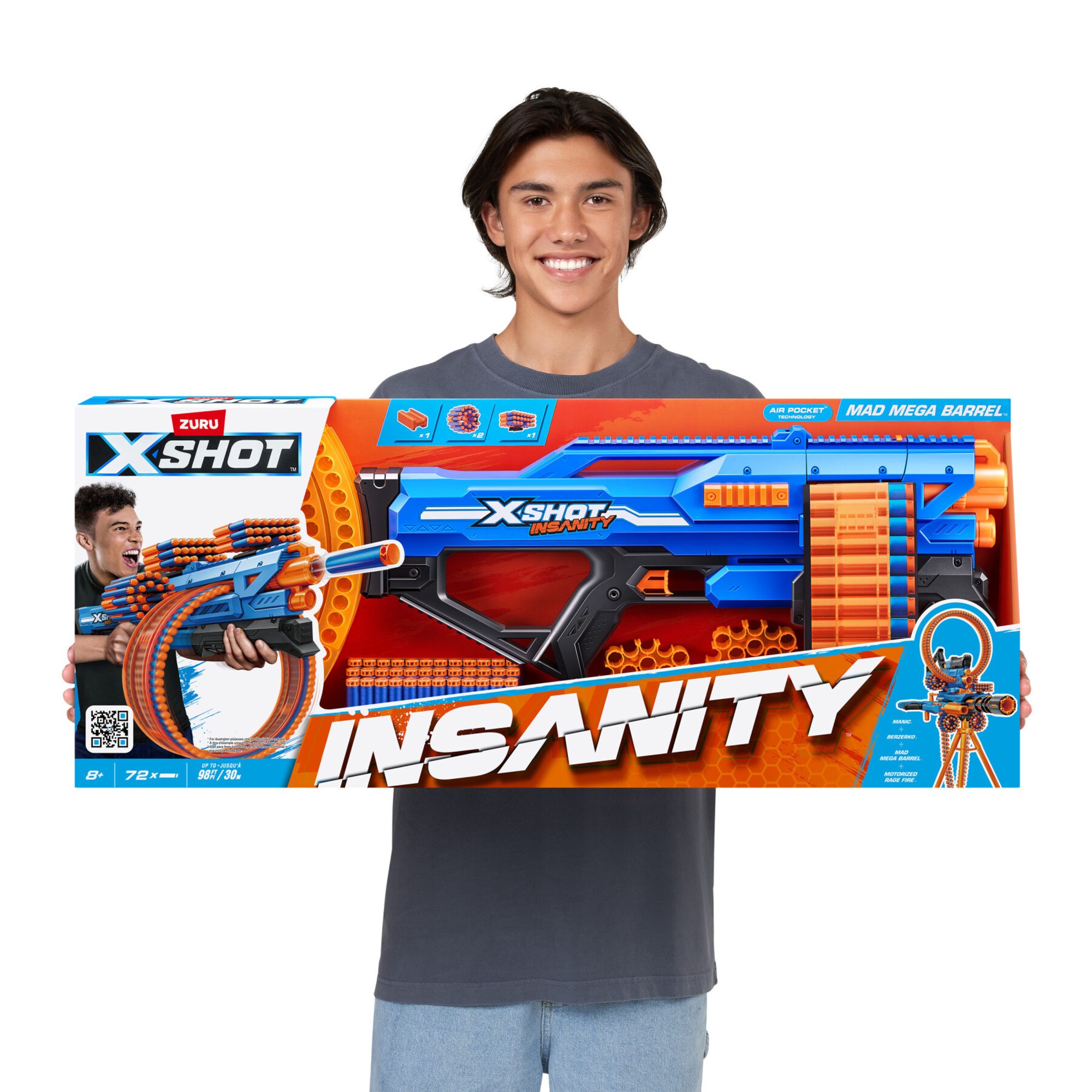 Xshot insanity mad mega barrel (72 freccette) di zuru - 