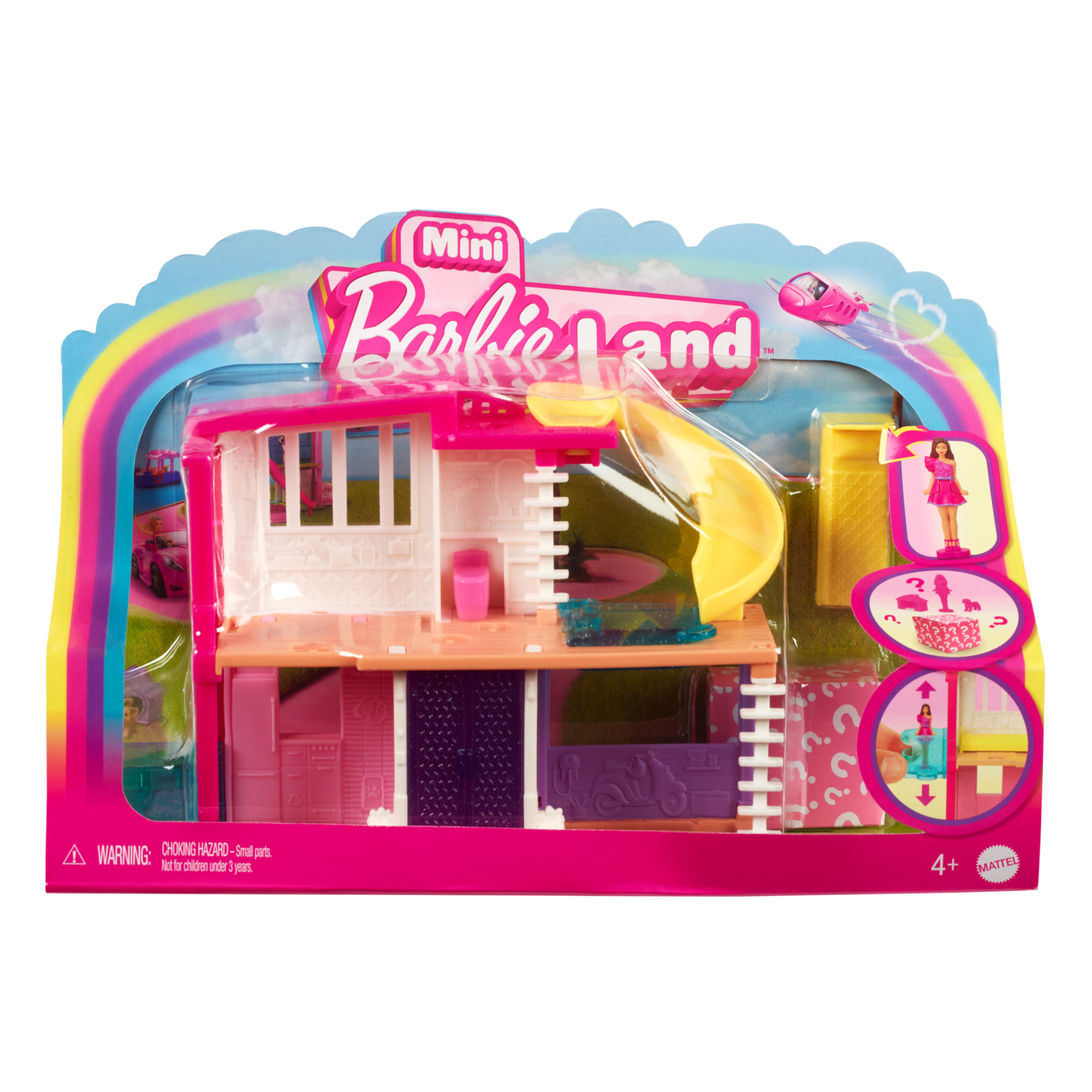 Mini barbieland - casa dei sogni 3 - playset con bambola barbie a sorpresa, mobili e accessori inclusi - Barbie