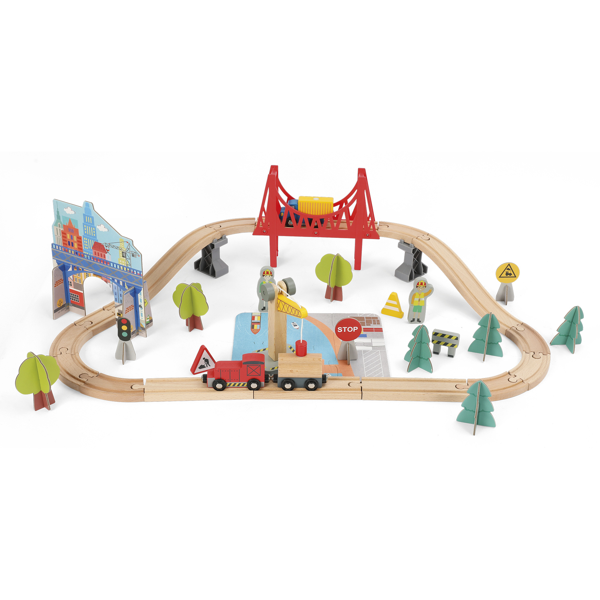 Trenino 60 pezzi in legno - wood 'n' play - WOOD N'PLAY