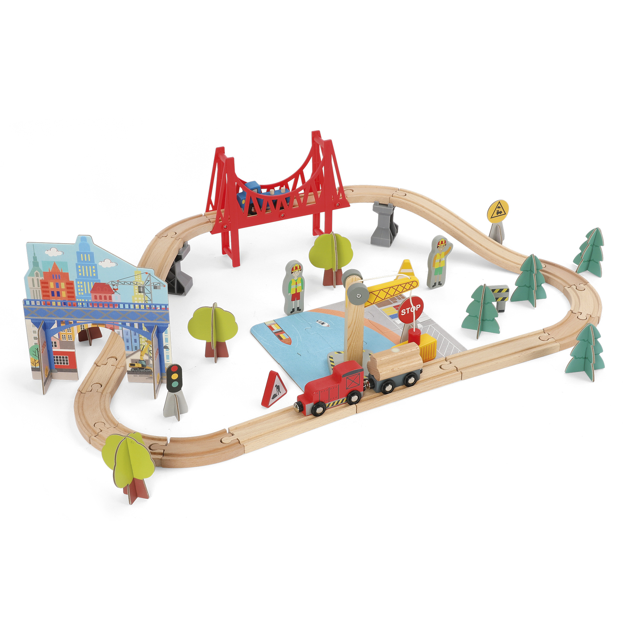 Trenino 60 pezzi in legno - wood 'n' play - WOOD N'PLAY