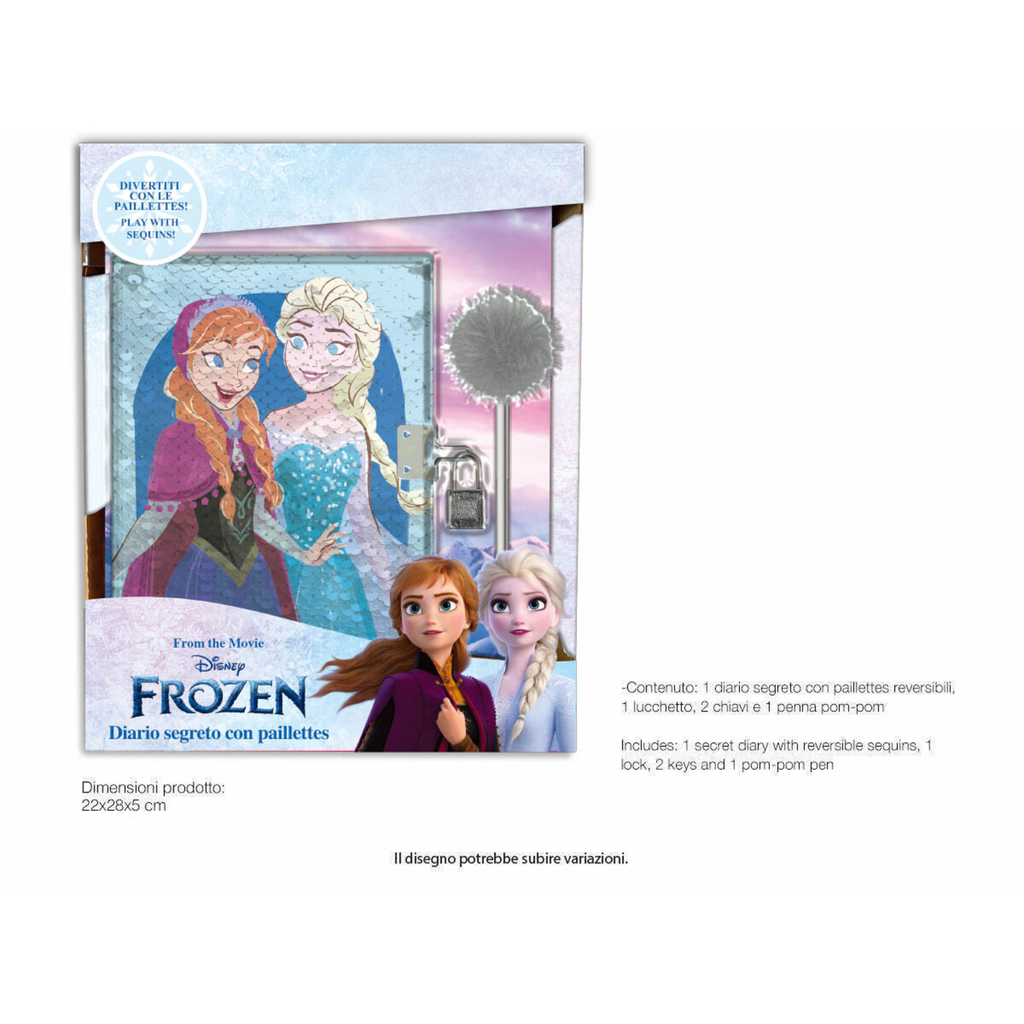 Diario segreto di frozen con pailettese reversibili e lucchetto - Frozen