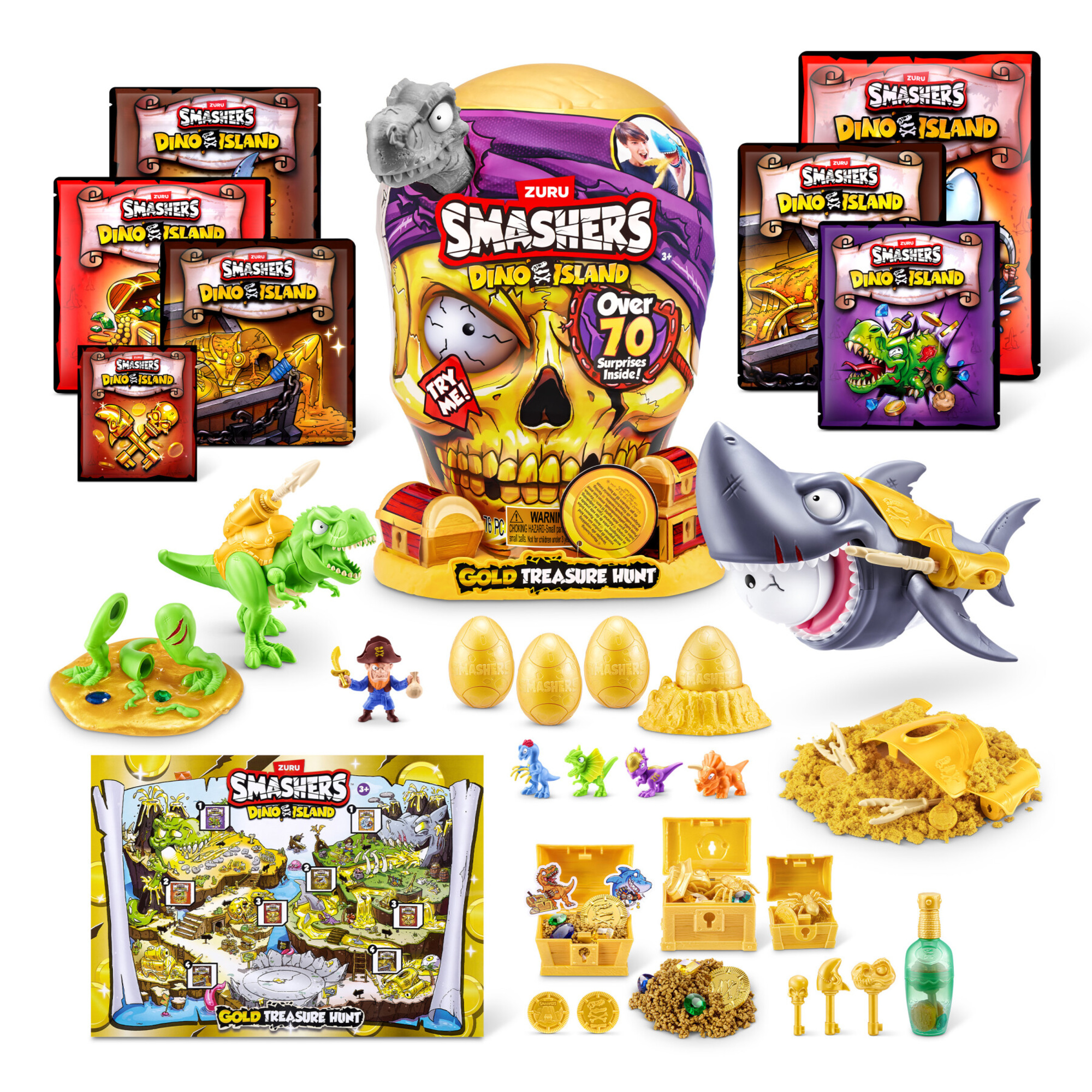 Smashers dino island - caccia al tesoro d'oro da zuru - 