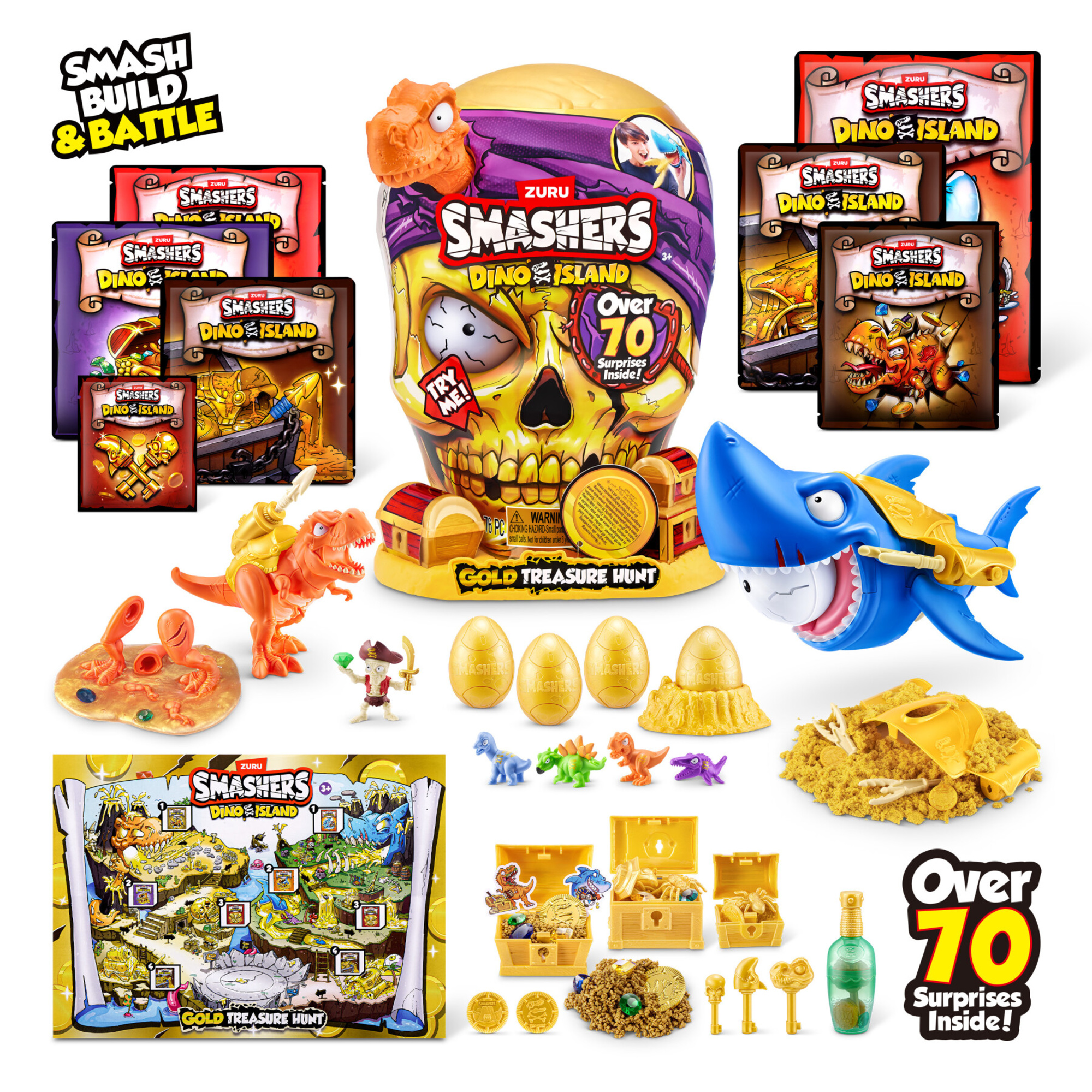 Smashers dino island - caccia al tesoro d'oro da zuru - 