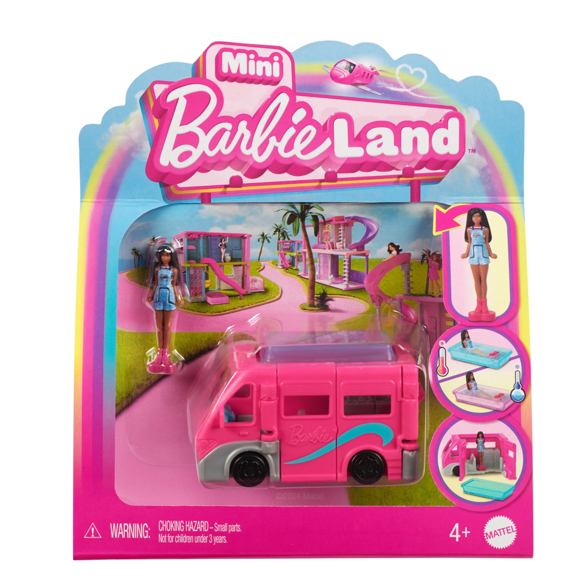 Mini barbieland - camper dei sogn - set con mini veicolo e bambola con sorpresa cambia colore in acqua - Barbie