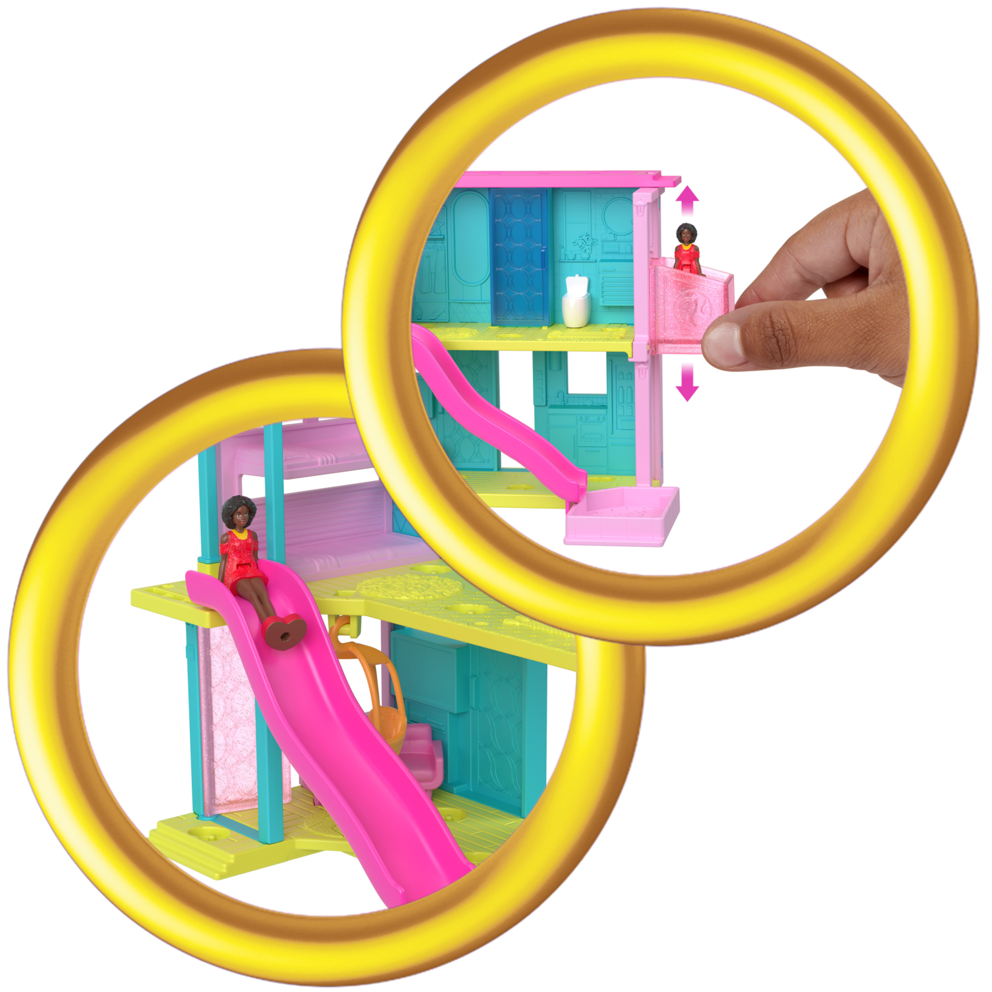 Mini barbieland - casa dei sogni 2 - playset con bambola barbie a sorpresa, mobili e accessori inclusi - Barbie