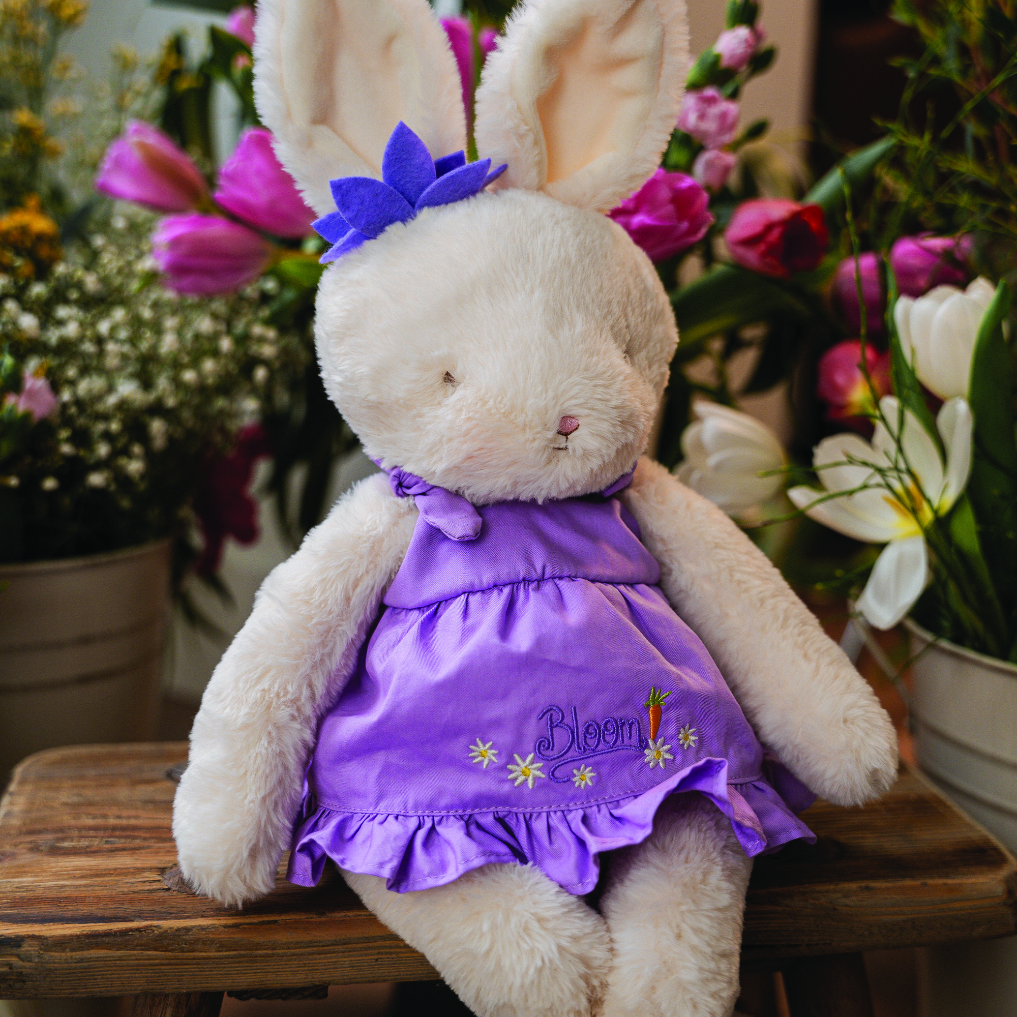 Peluche congilietto viola - garden bloom bunny - 38cm - Bunnies By The Bay