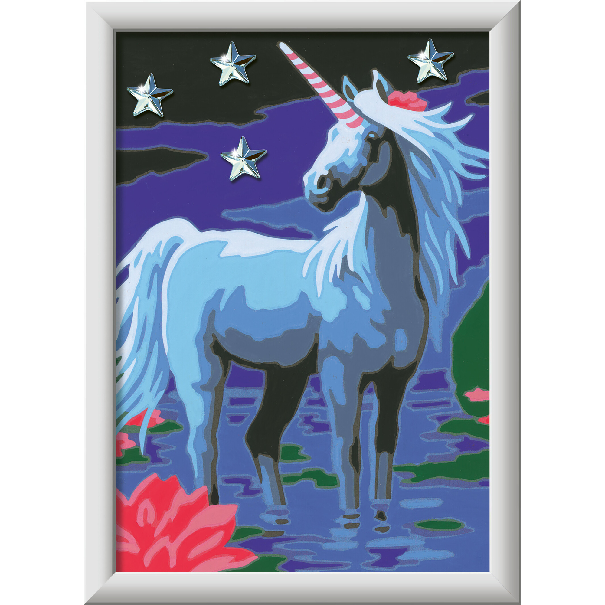 Ravensburger - creart serie e magico unicorno - kit pittura con numeri - contiene una tavola prestampata, pennello, colori - 9+ anni - CREART