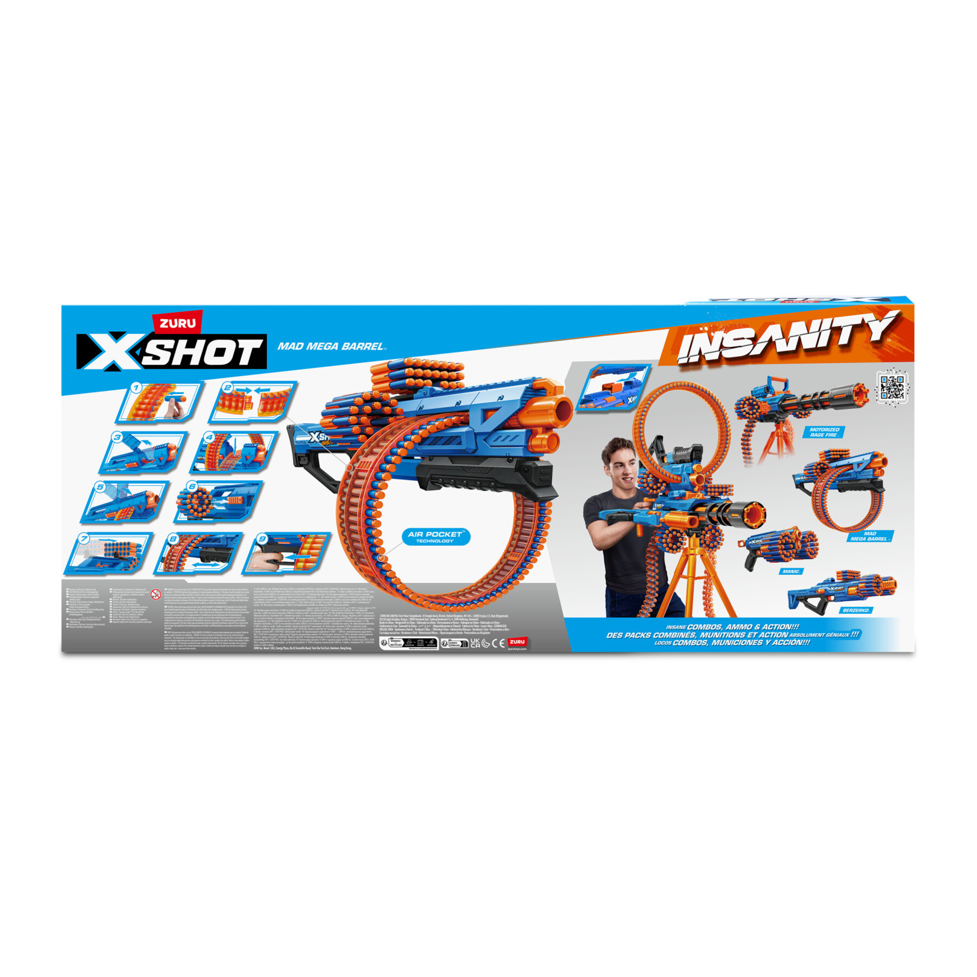 Xshot insanity mad mega barrel (72 freccette) di zuru - 