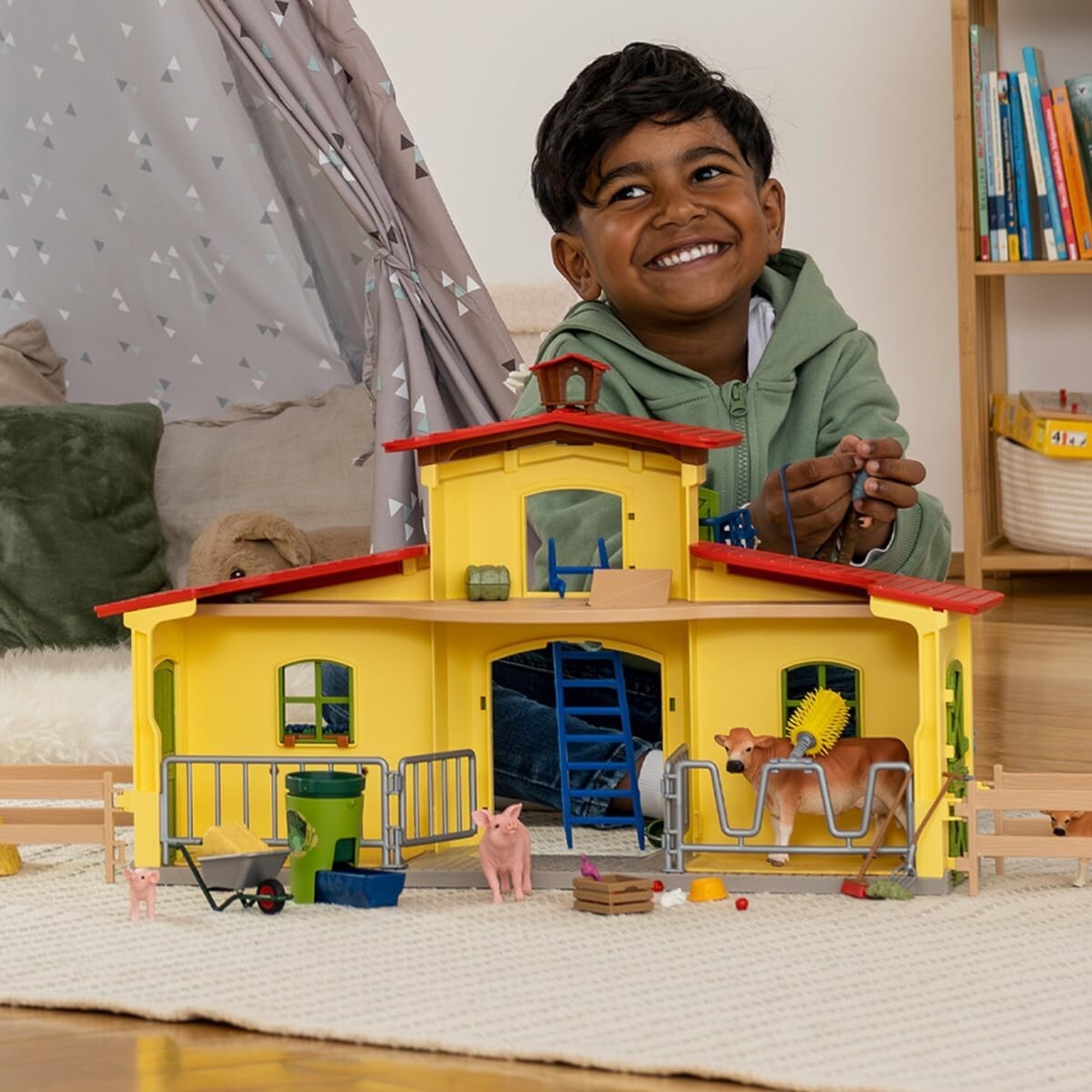 Schleich - grande stalla con animali e accessori - Schleich