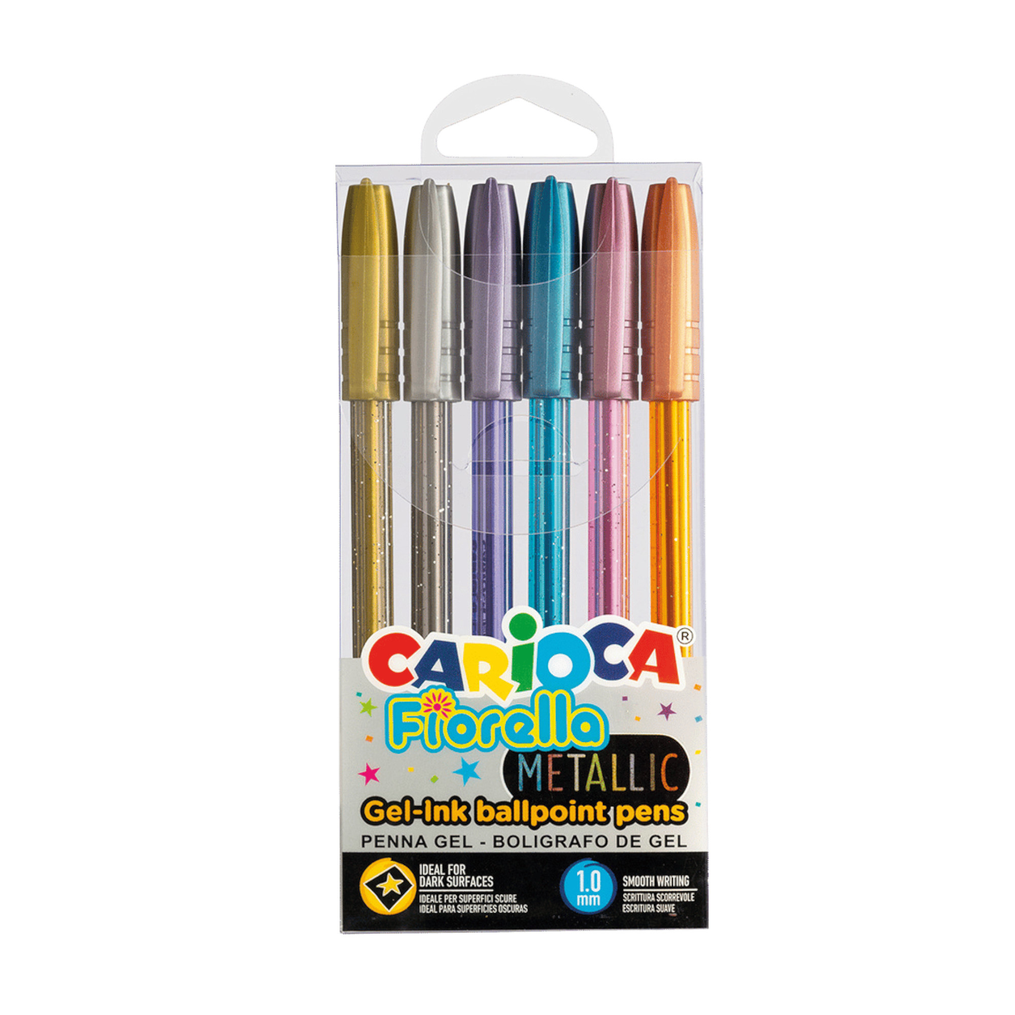 Penne colorate fiorella metallic - 6 pz - CARIOCA