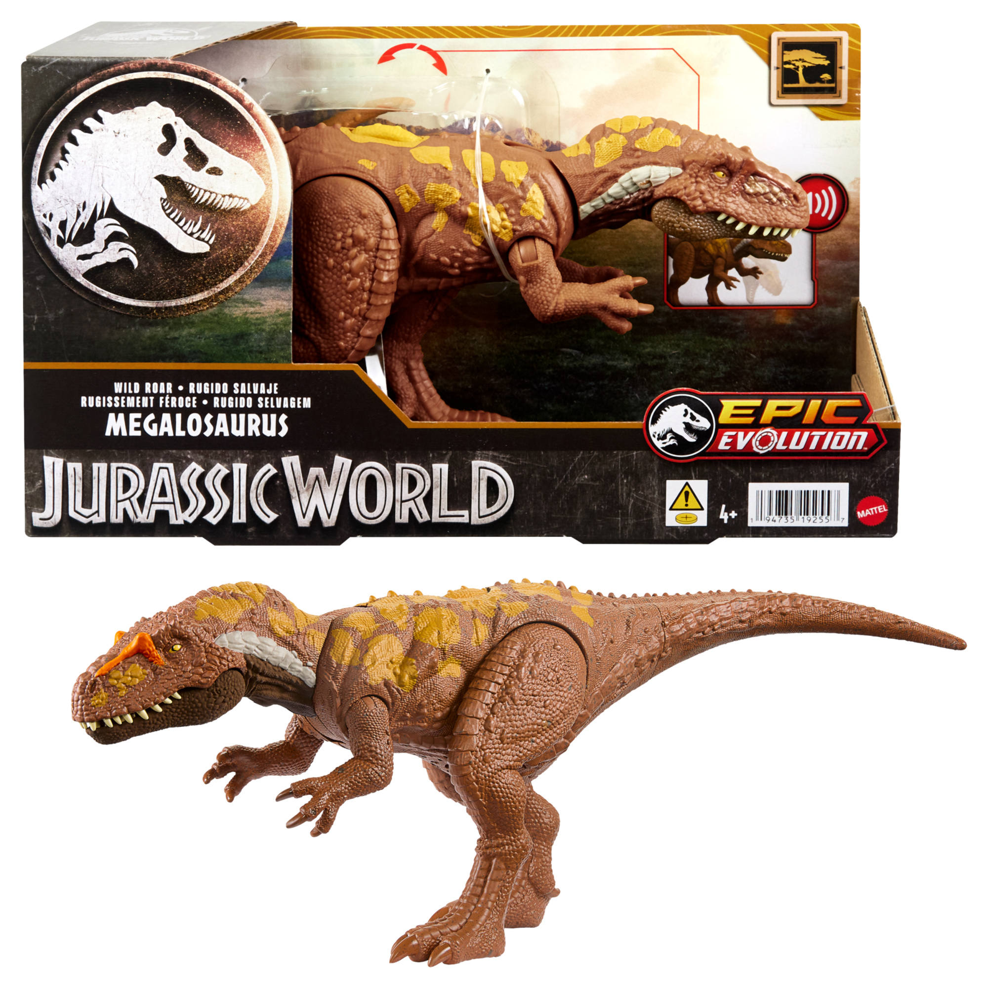 Mattel jurassic world - megalosauro ruggito selvaggio - Jurassic World