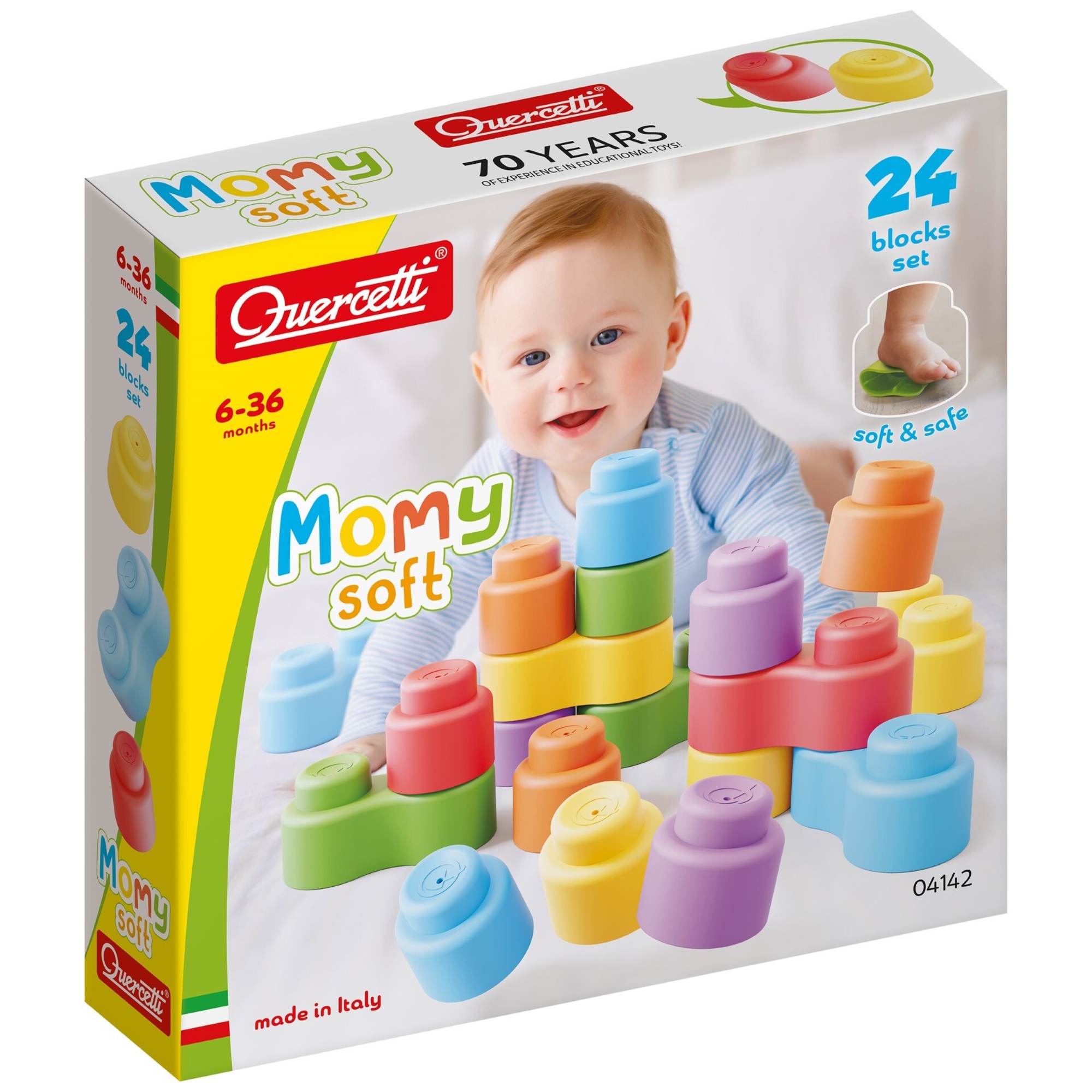 Momy soft 24 blocks set, quercetti, gioco di costruzioni, 6-36 mesi - 