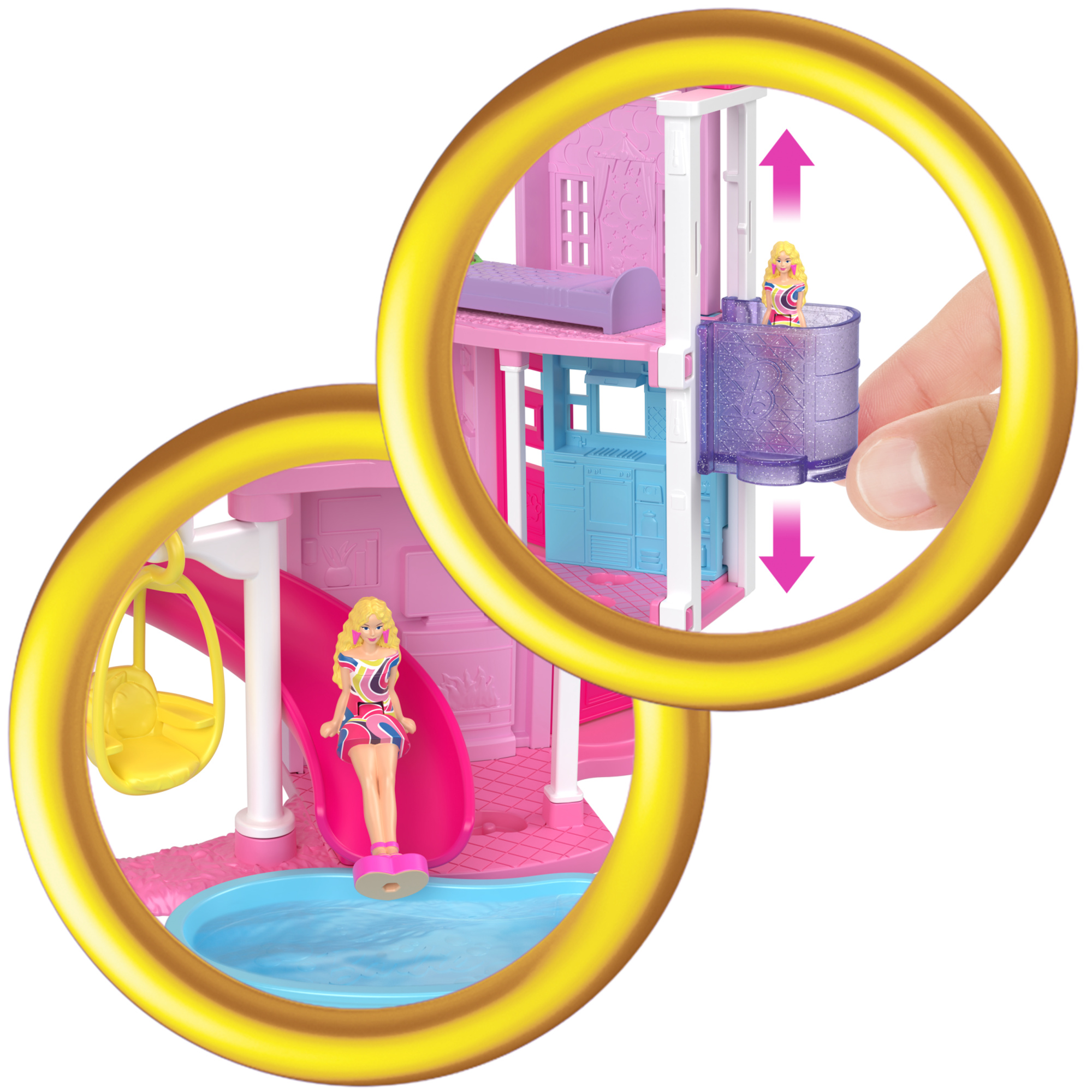 Mini barbieland - casa dei sogni 1 - playset con bambola barbie a sorpresa, mobili e accessori inclusi - Barbie