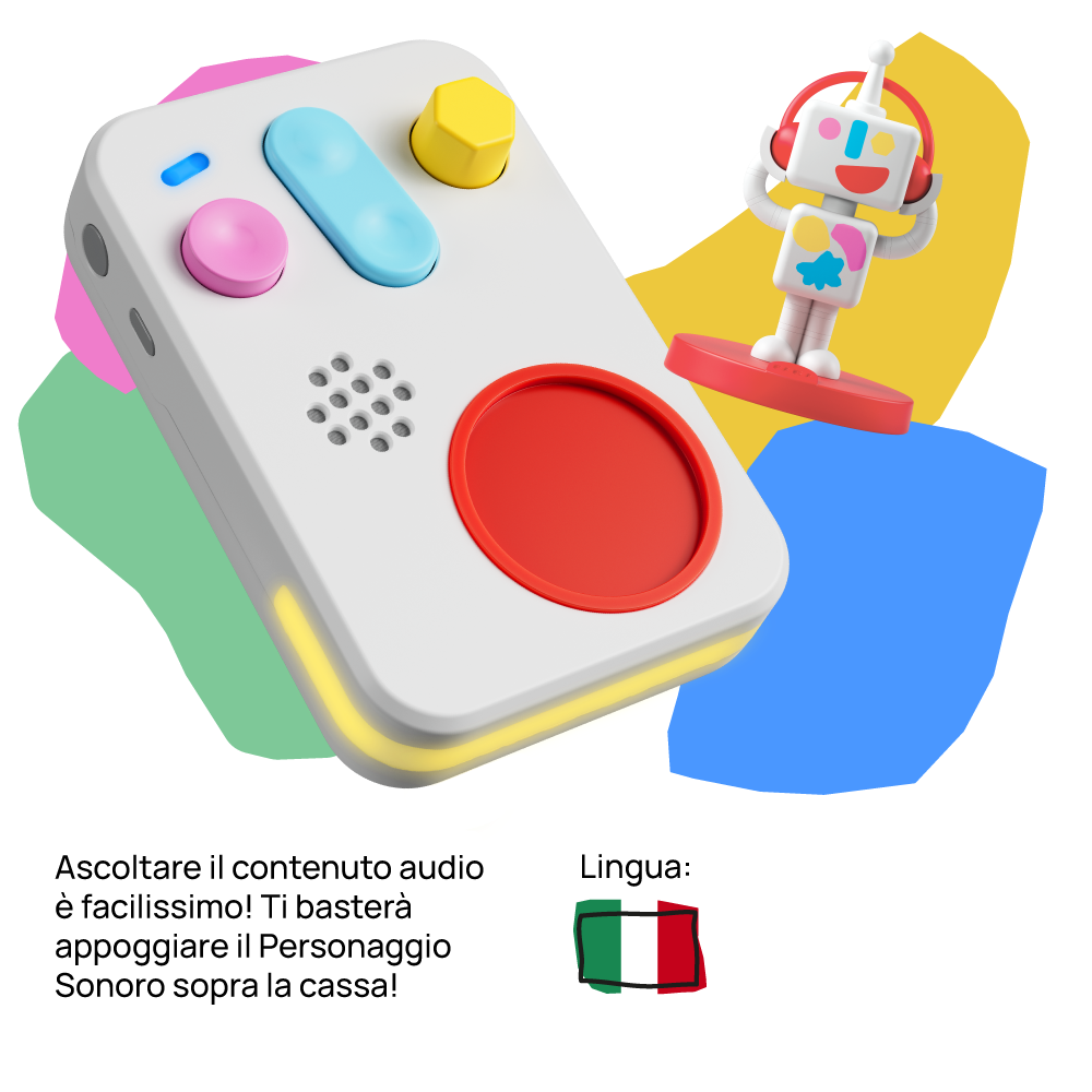 Raccontastorie interattivo faba +, cassa audio con personaggio sonoro fabame - FABA