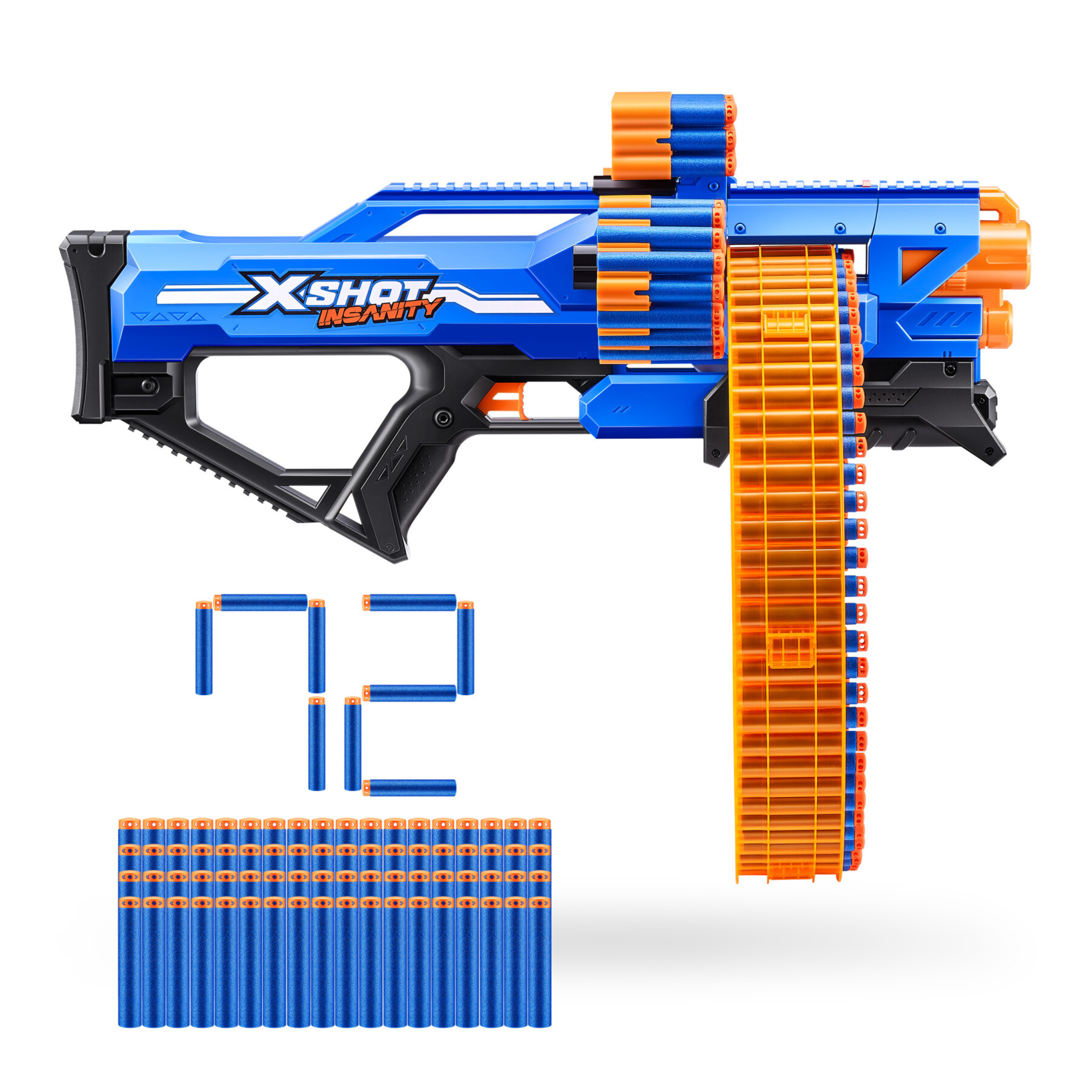 Xshot insanity mad mega barrel (72 freccette) di zuru - 