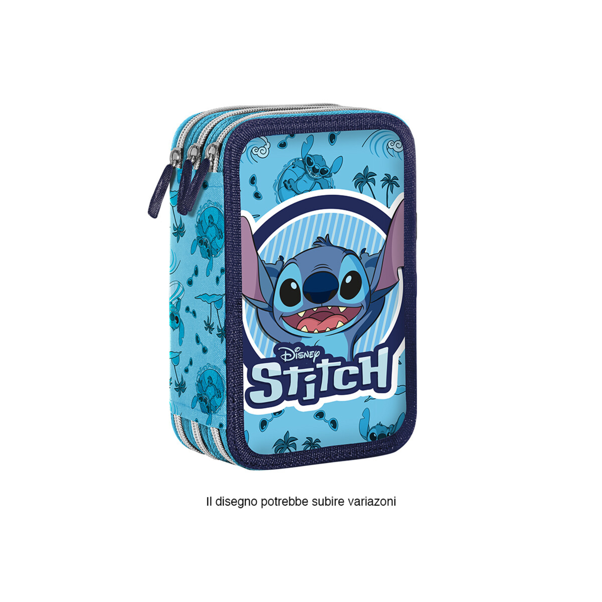 Astuccio 3 zip con l'immagine di stitch, caricamento giotto turbocolor - Disney Stitch