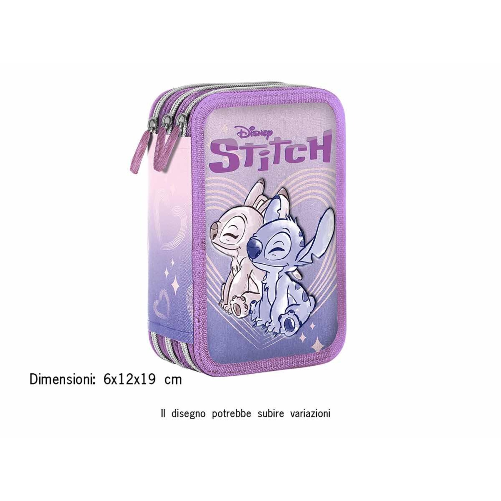 Astuccio 3 zip con l'immagine di stitch, caricamento giotto turbocolor - Disney Stitch