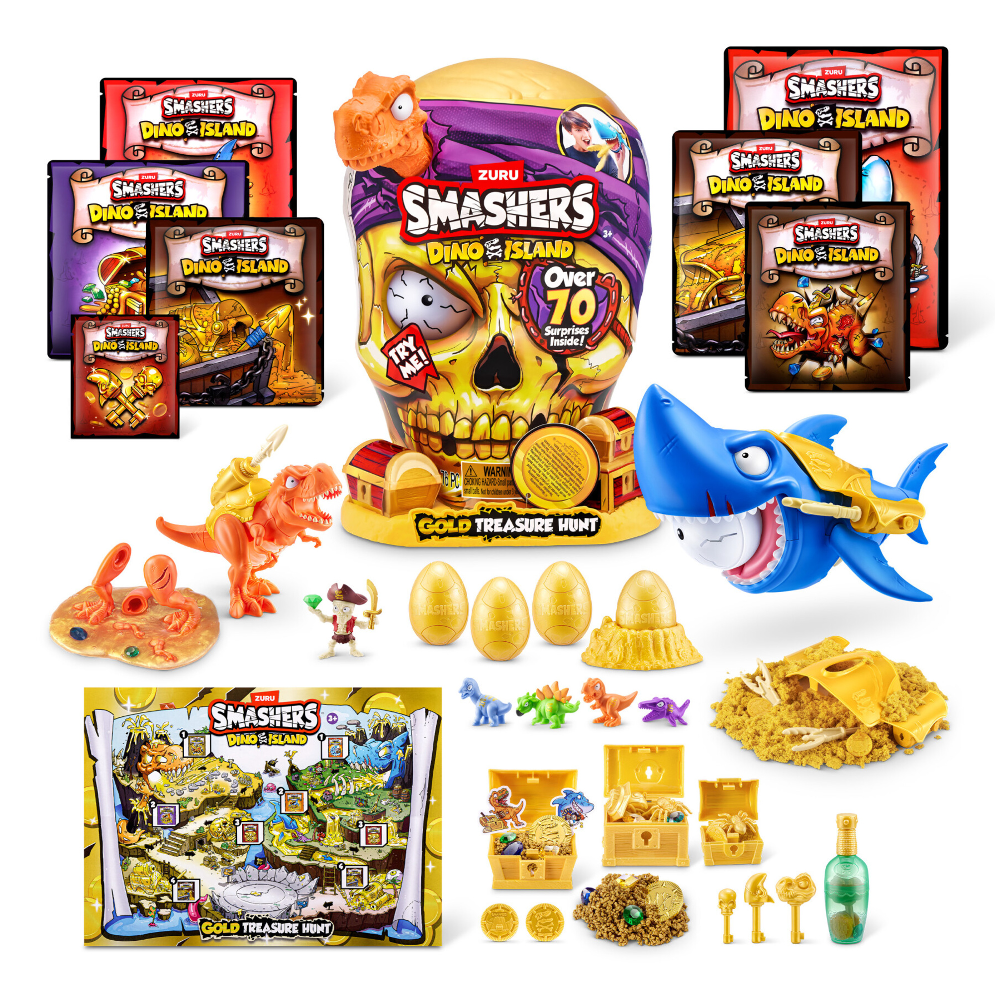 Smashers dino island - caccia al tesoro d'oro da zuru - 