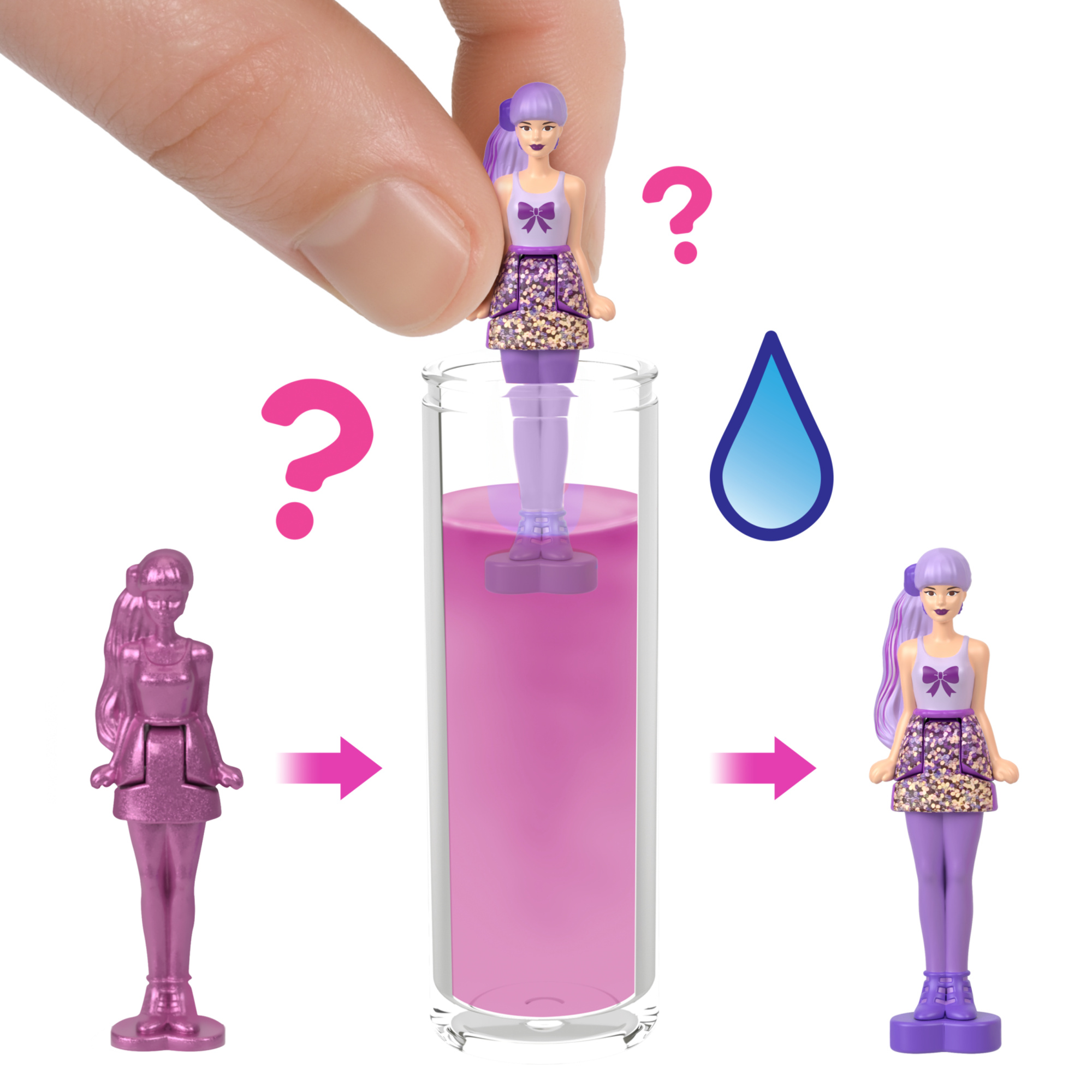 Mini barbieland - color reveal - mini bambola con sorpresa che cambia colore con l'acqua - Barbie